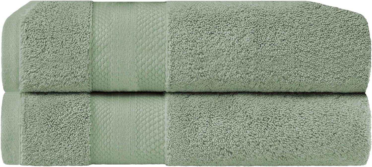 Superior Aria Turkish Cotton Solid Heavyweight Olive Green Bath Towel Set of 2
