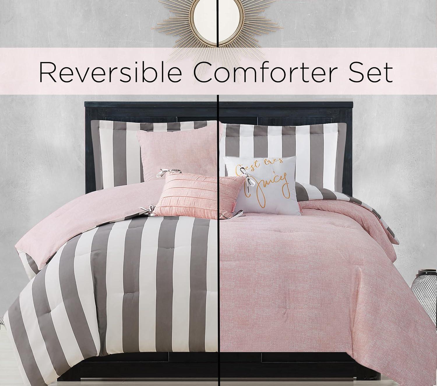 Juicy Couture Cabana Stripe Reversible Comforter Setswith Decorative Pillows