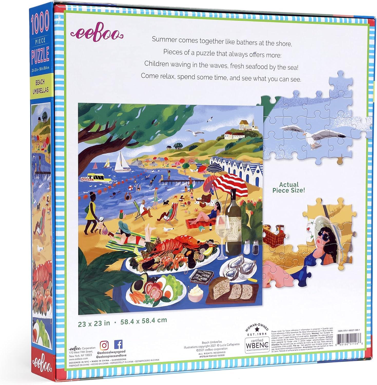 eeBoo Piece and Love Beach Umbrellas 1000 piece Jigsaw Puzzle