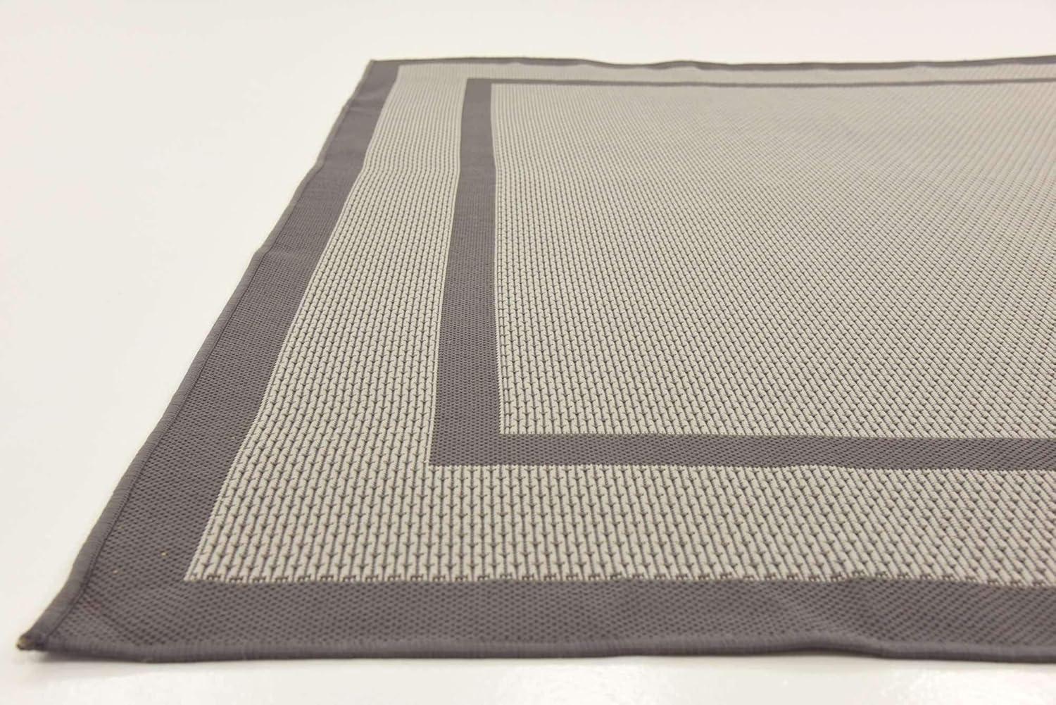 Unique Loom Outdoor Border Collection Area Rug - Border (7' 1" x 10' Rectangle Gray/Silver)