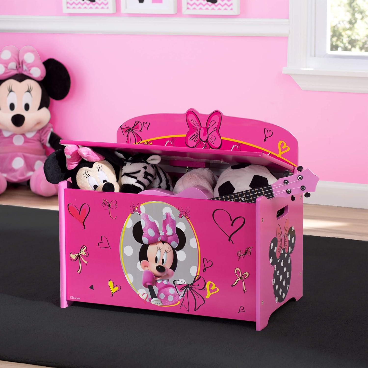 Disney Minnie Mouse Pink Wood Toy Box with Graphics