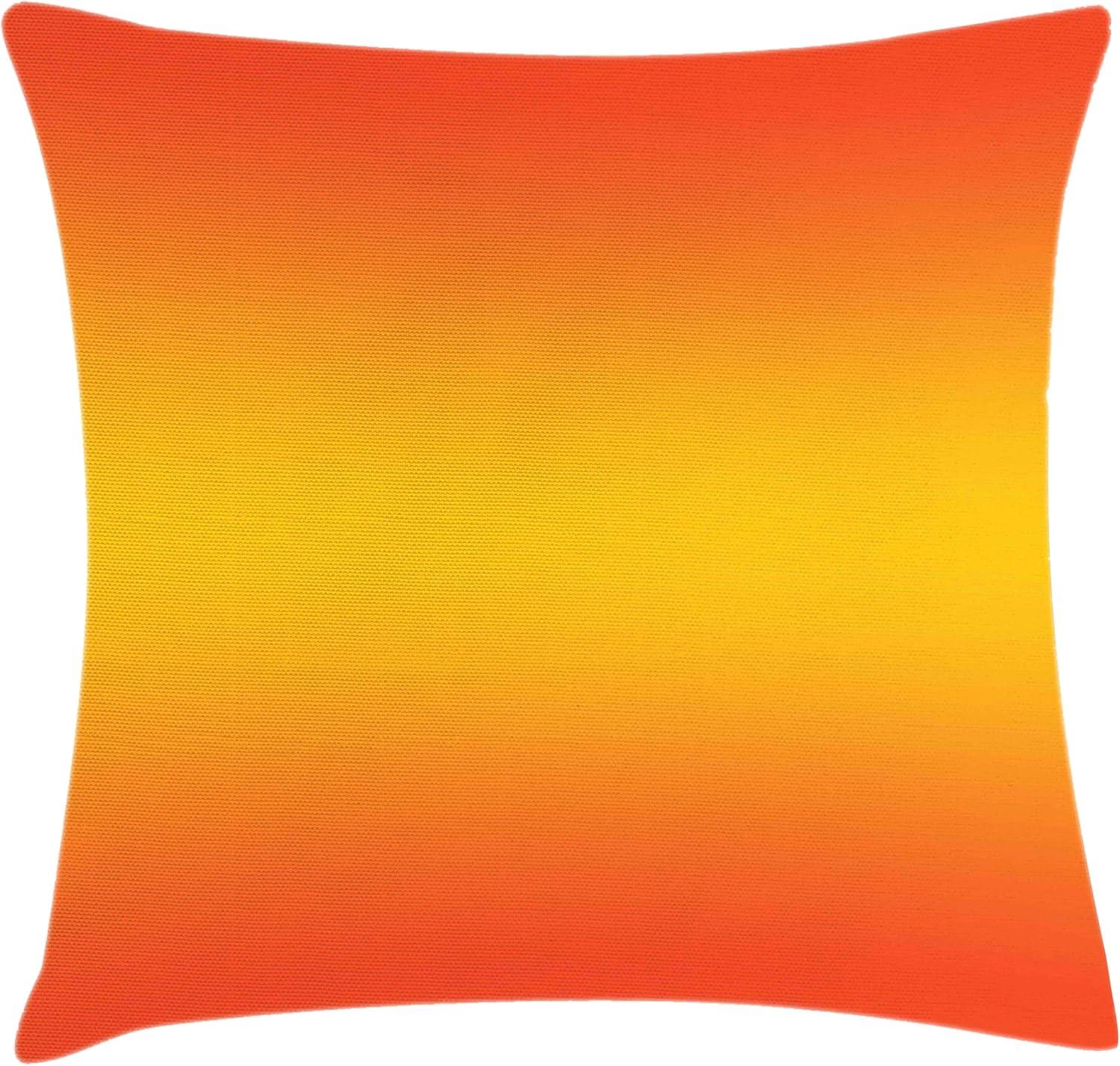 Ombre Throw Pillow Cushion Cover, Tropical Sunset Inspired Summer Themed Design Artistic Modern Room Decorations, Decorative Square Accent Pillow Case, 18 X 18 Inches, Orange Yellow, by Ambesonne