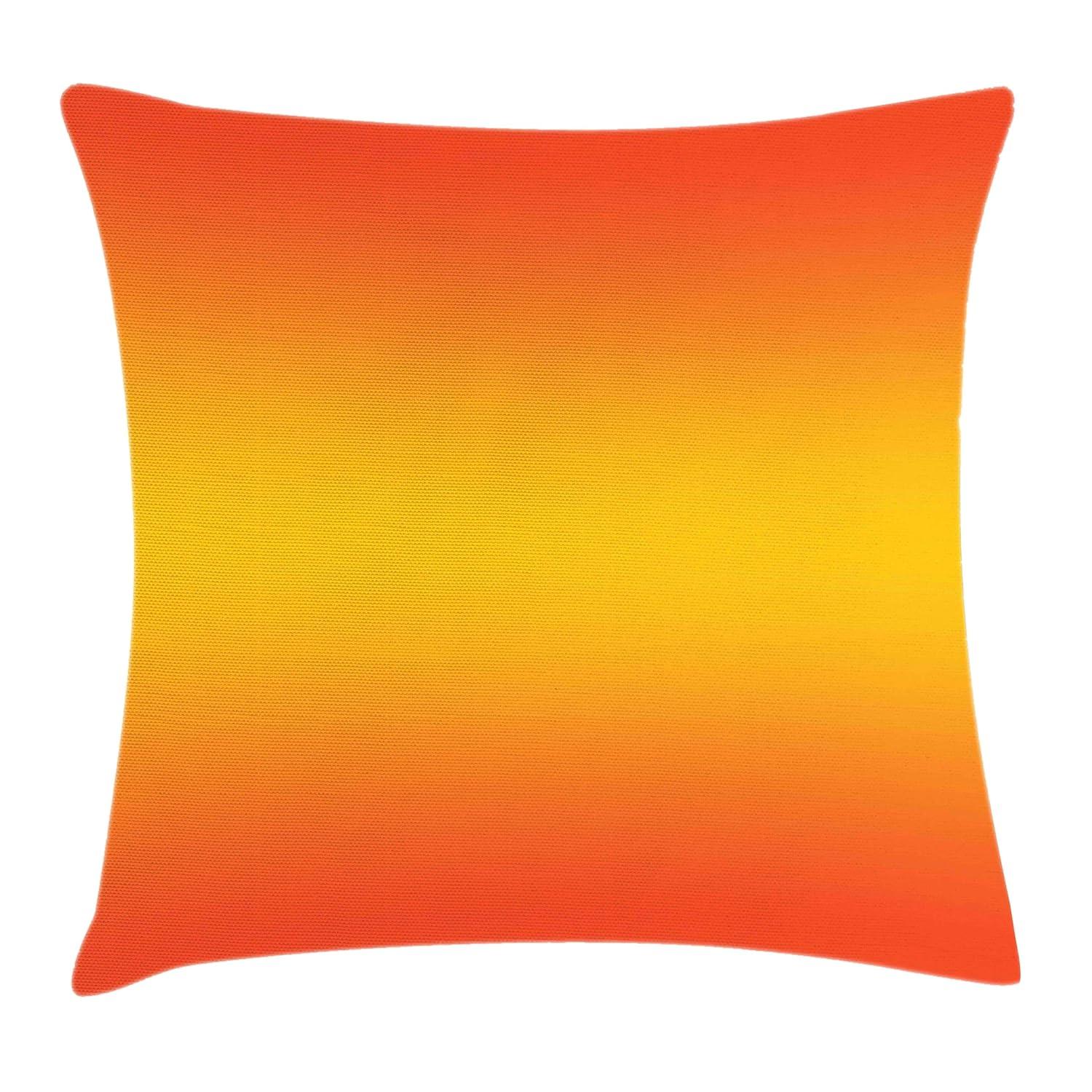 Ombre Throw Pillow Cushion Cover, Tropical Sunset Inspired Summer Themed Design Artistic Modern Room Decorations, Decorative Square Accent Pillow Case, 18 X 18 Inches, Orange Yellow, by Ambesonne