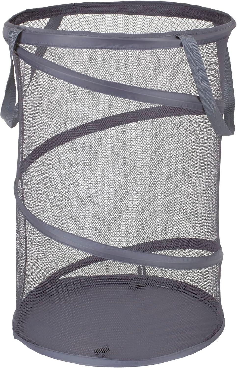 Charcoal Collapsible Mesh Laundry Hamper with Steel Frame