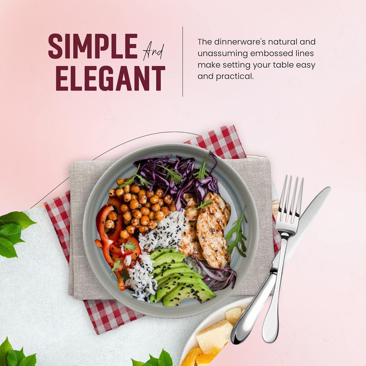 American Atelier Large Pasta Bowls, 42 oz Wide Shallow Stoneware Salad Bowl Set, Plates for Serving Dinner, Kitchen, and Eating, Set of 4,Light Blue