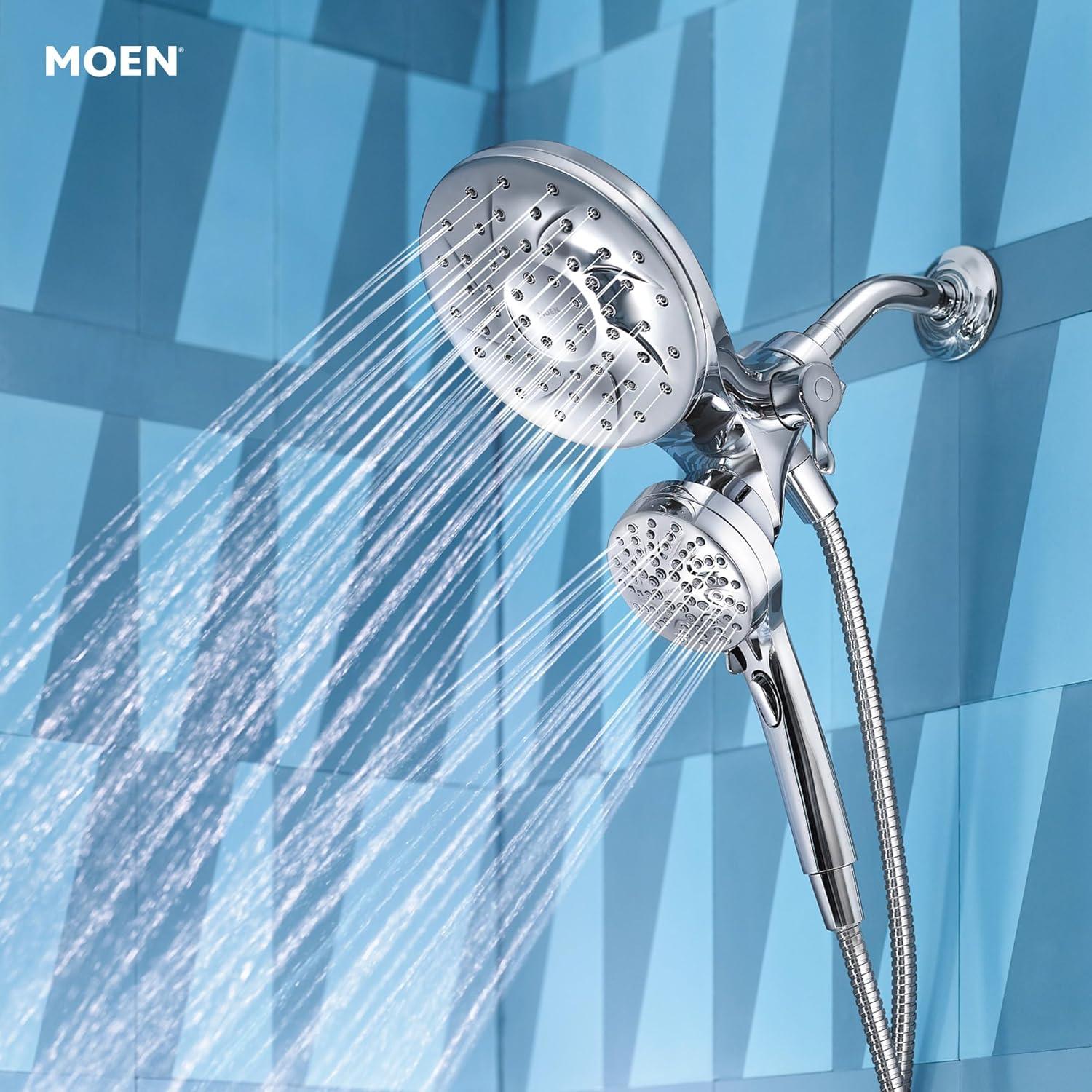 Moen Engage Magnetix Chrome Multi-Function Handshower and Rainfall Shower Head Trim Combo with Shower Handle, Tub Spout, Metal Hose, and Valve, 82304
