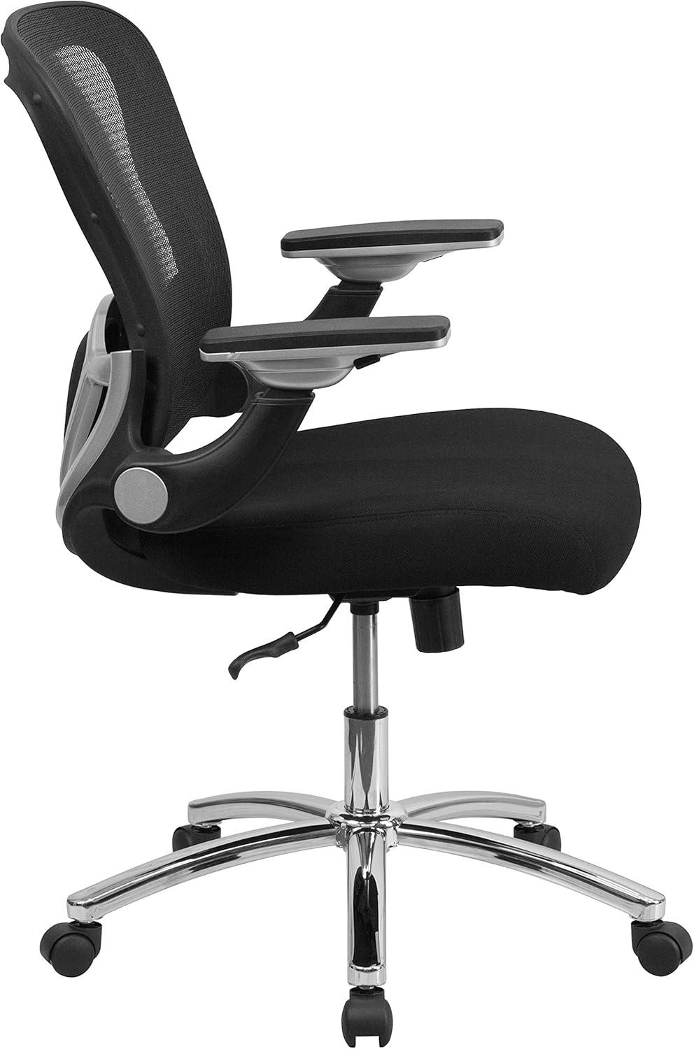 Flash Furniture Sam Mid-Back Black Mesh Executive Swivel Ergonomic Office Chair with Height Adjustable Flip-Up Arms