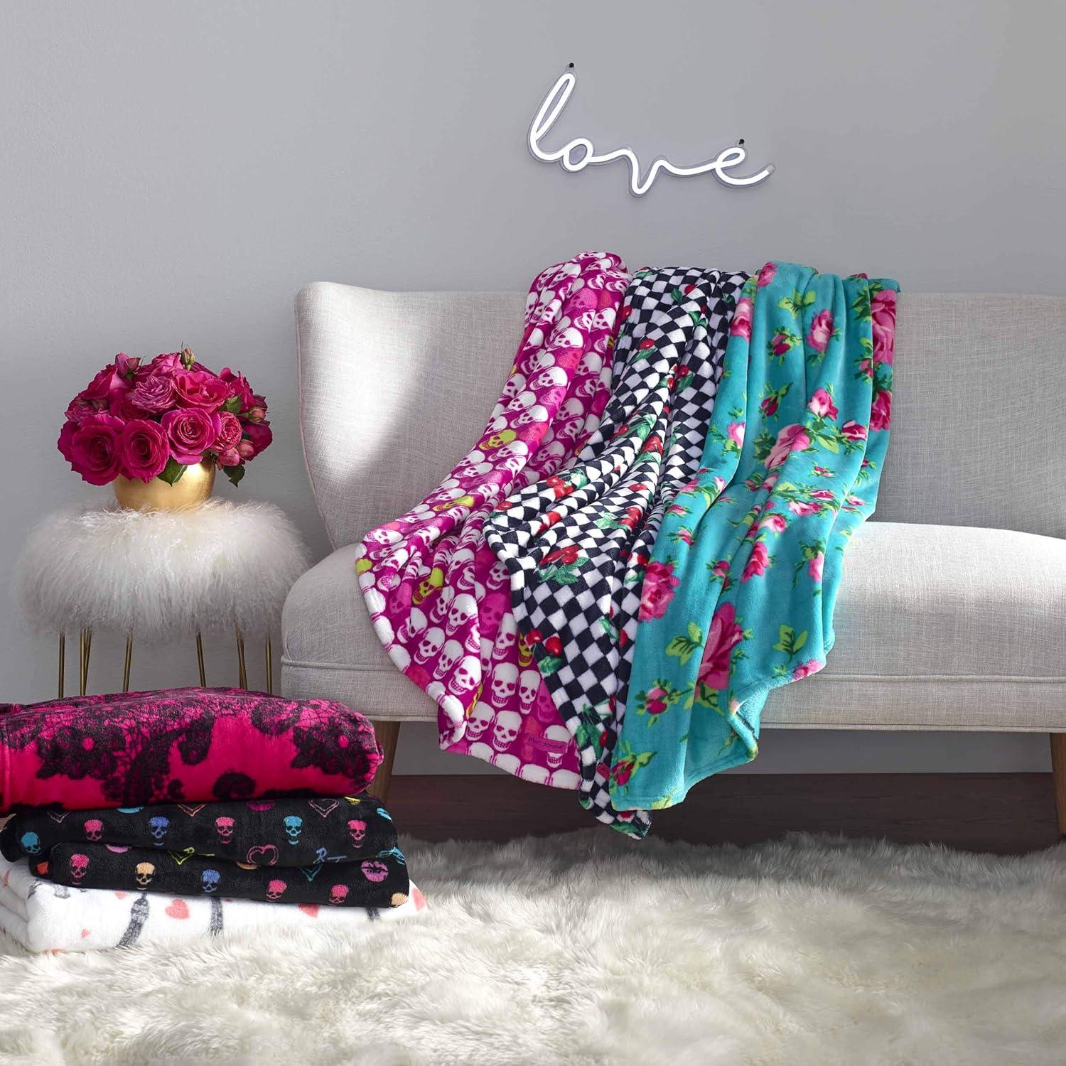 50"x70" Oversized Cherry Checker Throw Blanket Bright Red - Betseyville: Cozy Fleece, Machine Washable