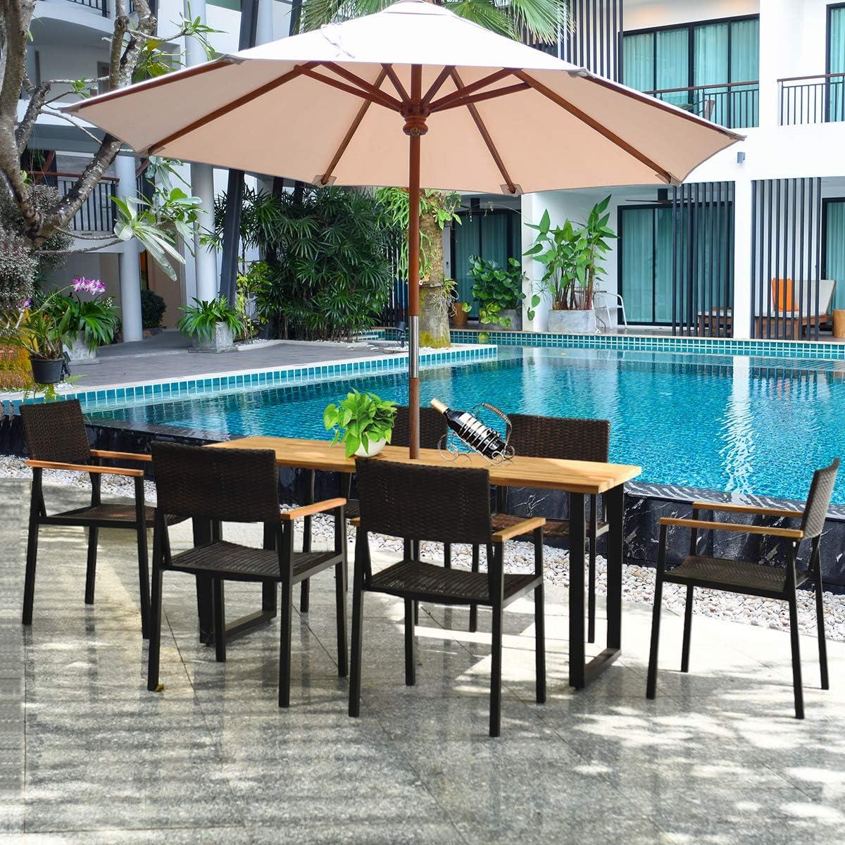 Hokku Designs Artimiza 6 - Person Acacia Patio Dining Set with Rectangular Table (Set of 7)