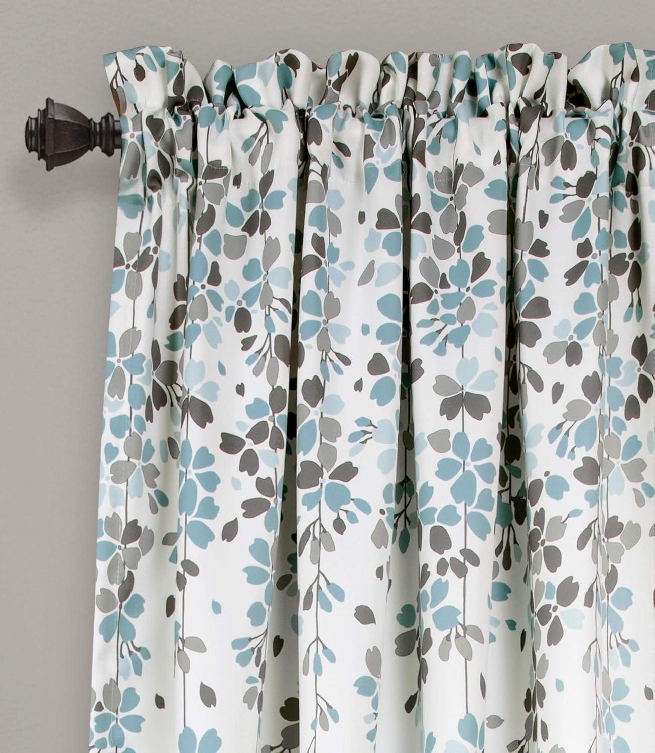 Weeping Flowers Polyester Room Darkening Curtain Pair (Set of 2)