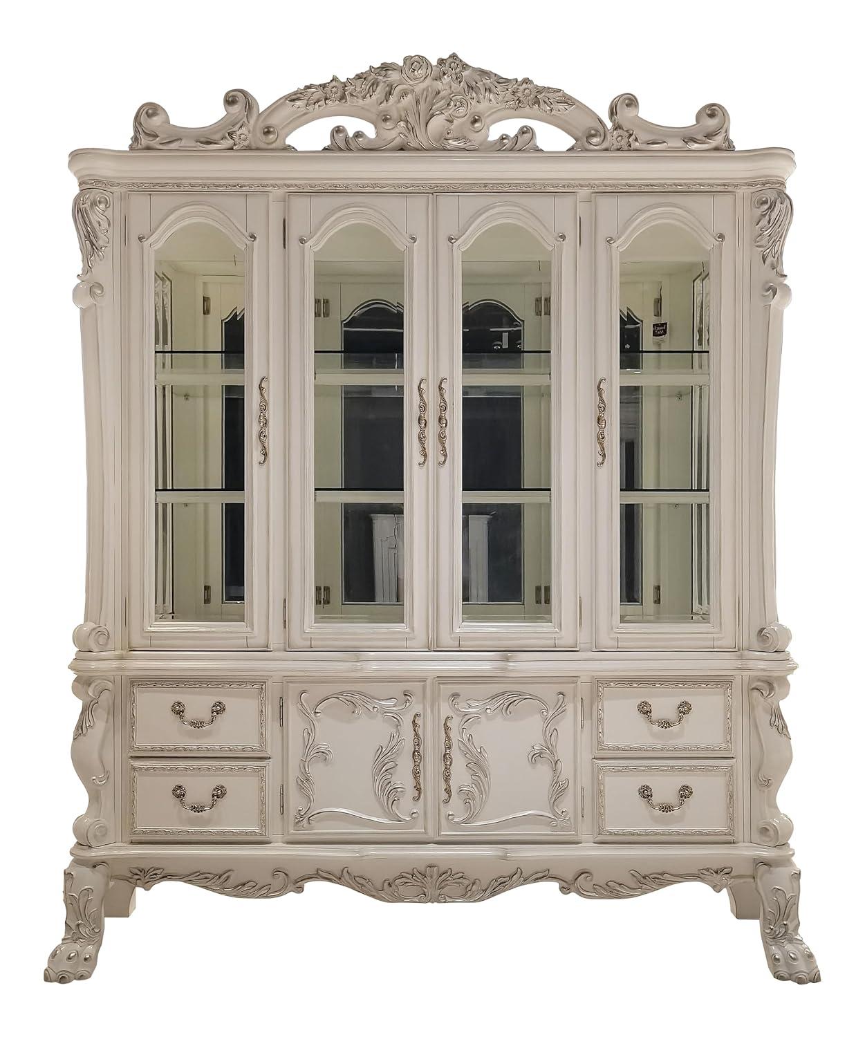 75" Dresden Hutch Tops Bone White Finish - Acme Furniture