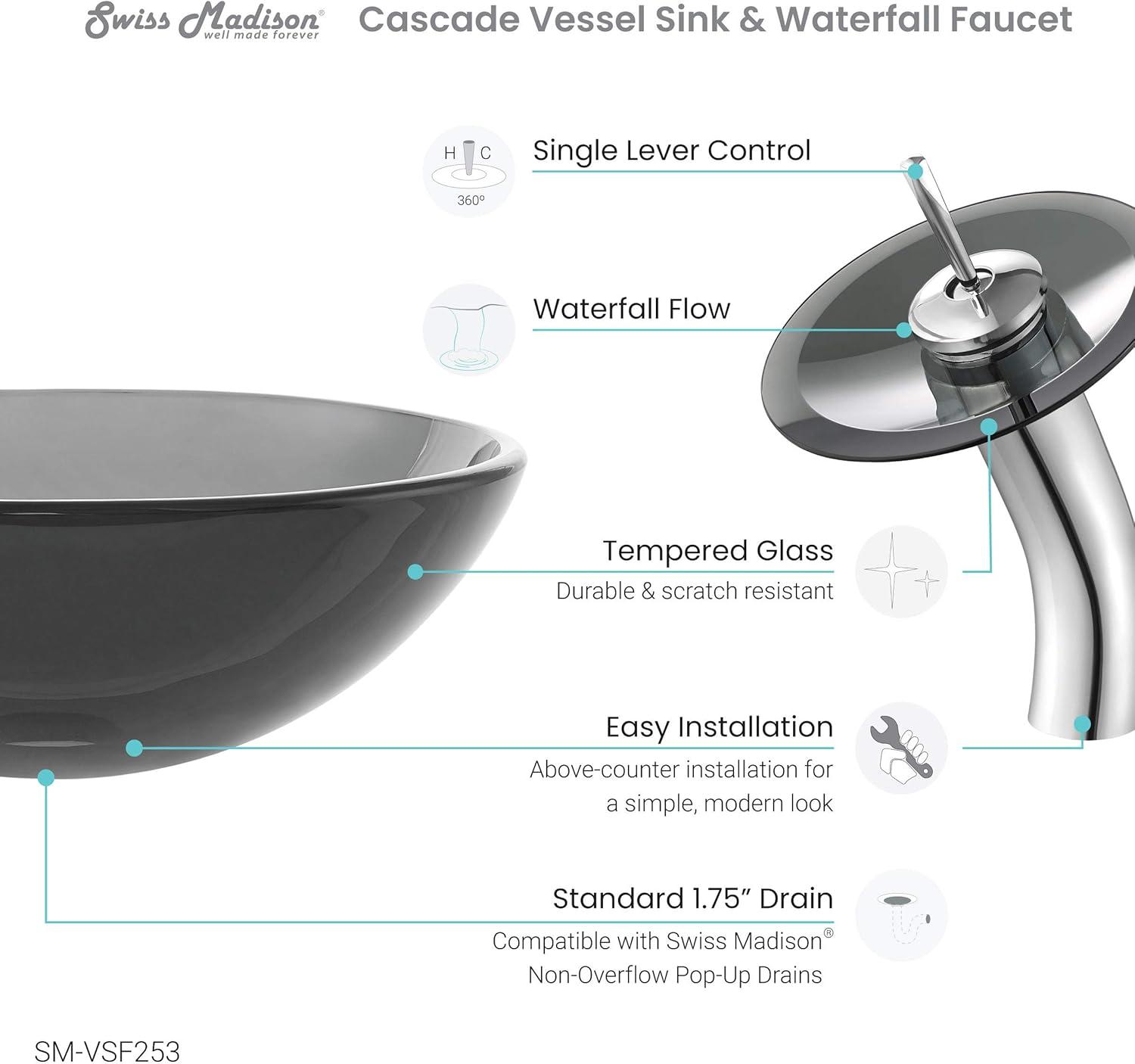 Cascade 16.5 Glass Vessel Sink with Faucet