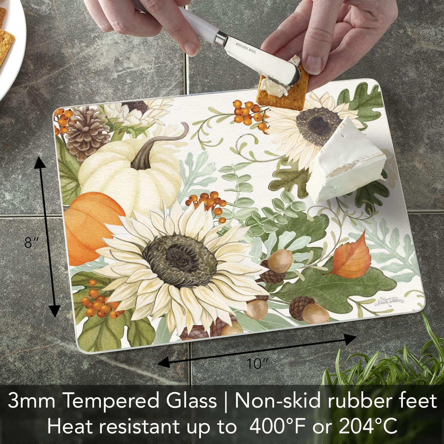 CounterArt Farmhouse Fall Tempered Glass Cutting Board