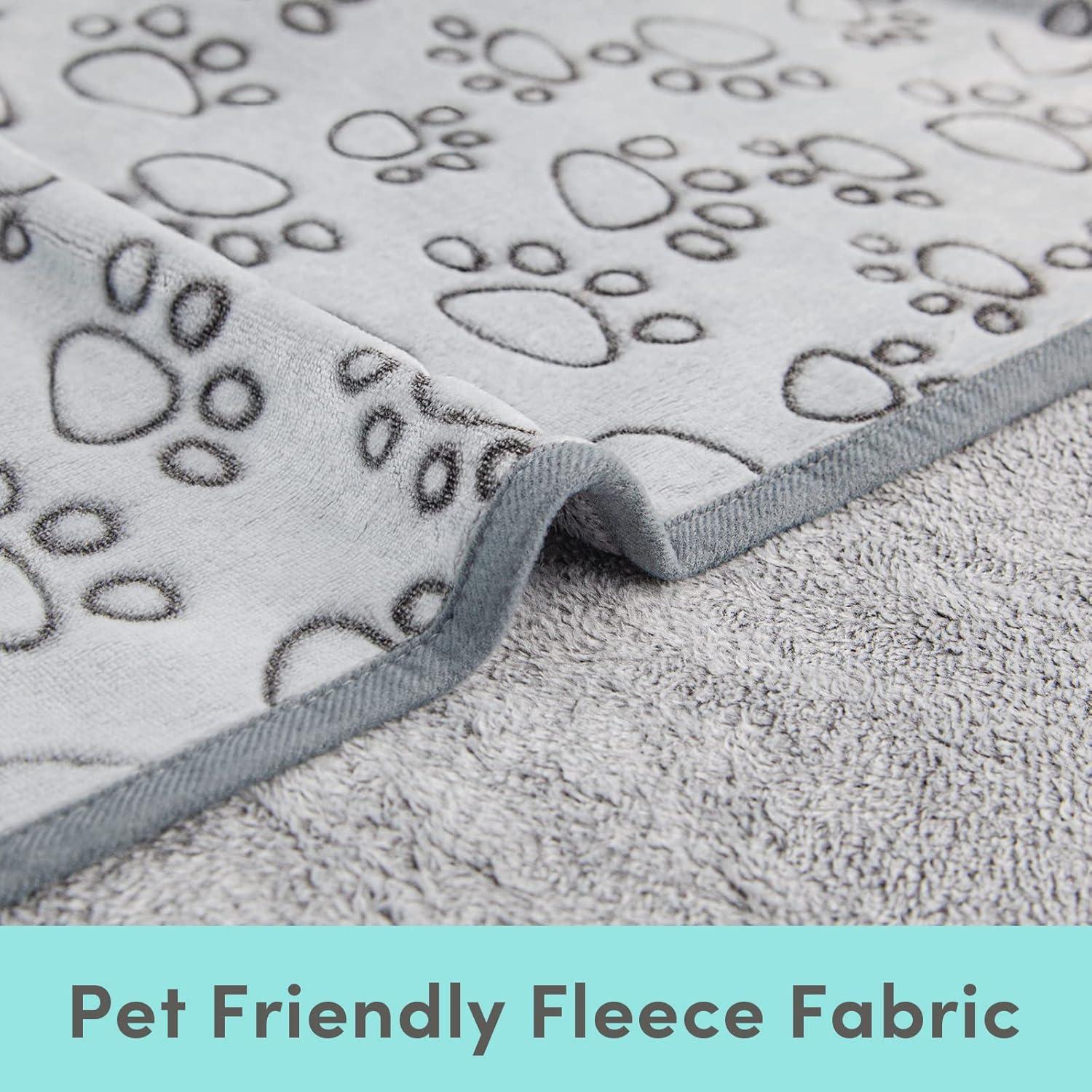 Stuffed Premium Soft Dog Blanket, with Flannel Grey Cute Paw Print, 24 * 32 inches, Cat Blanket Puppy Pads Supplies Dog Products Stuff Essentials C48