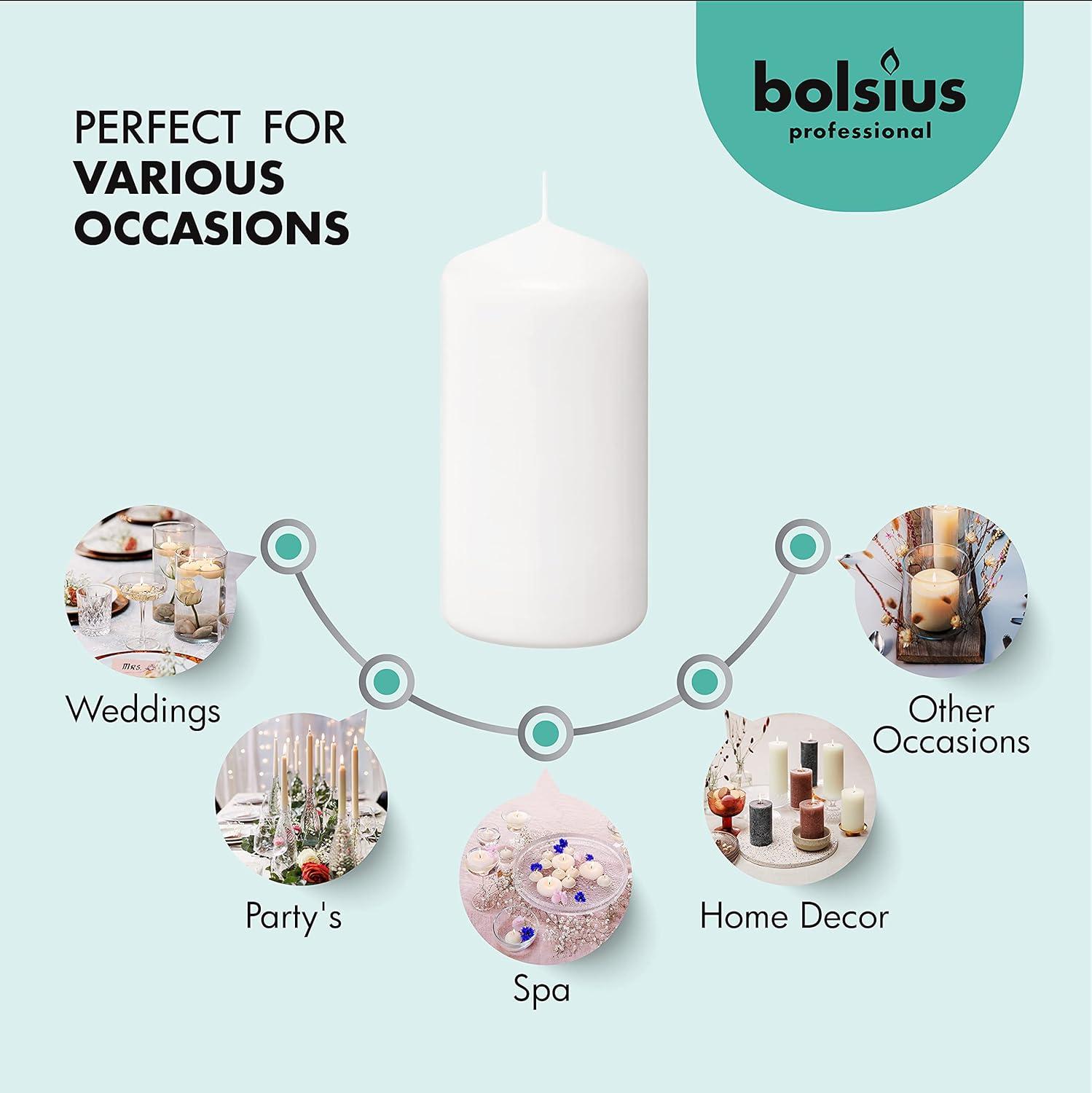 Bolsius White Pillar Candles 2.25x4.75" Unscented 12 Pack for Wedding, Home, Party Decor, Dinner | 33 Hours Long Burning Smokeless and Dripless Candles