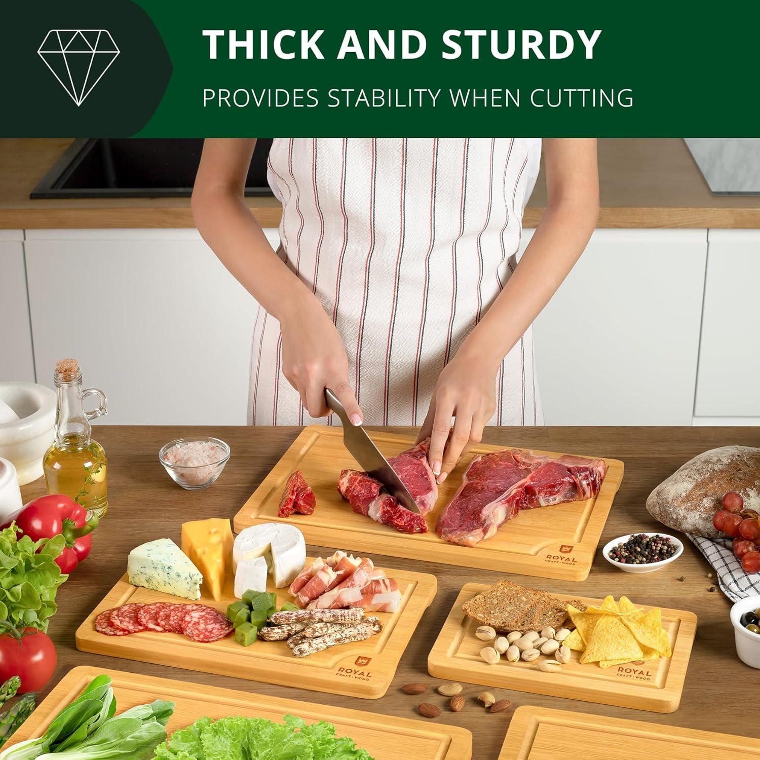 Royal Craft Wood Bamboo Cutting Board Set of 5