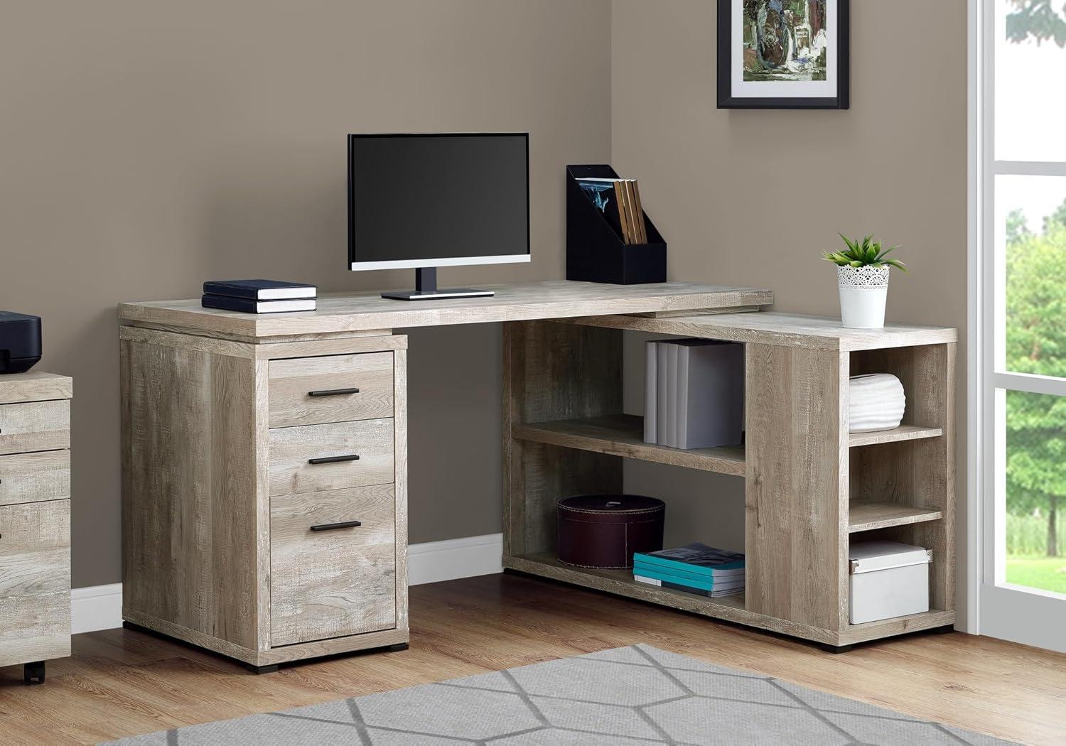 Monarch Specialties Computer Desk, L-Shaped, Corner, 3 Drawers 2 Open Shelves 3 Cubbies, 60"L X 47"W