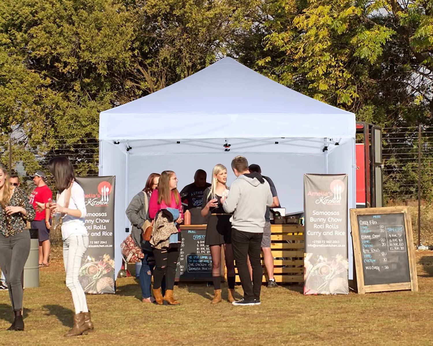 White 10x10 Pop Up Canopy Tent with Sidewalls