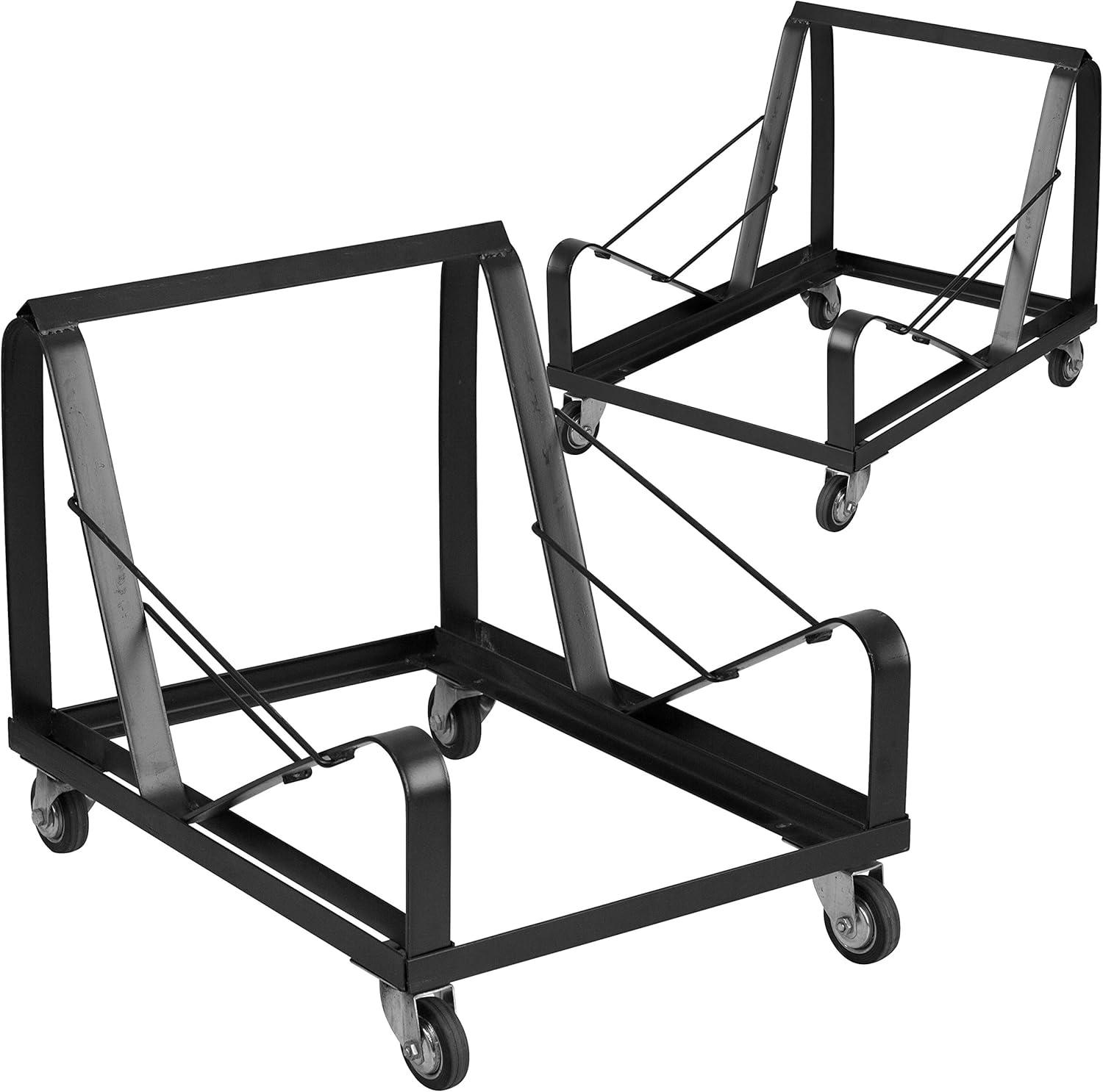 Flash Furniture Celeste Black Steel Heavy Duty Sled Base Stack Chair Dolly - Chair Truck (Set of 2)