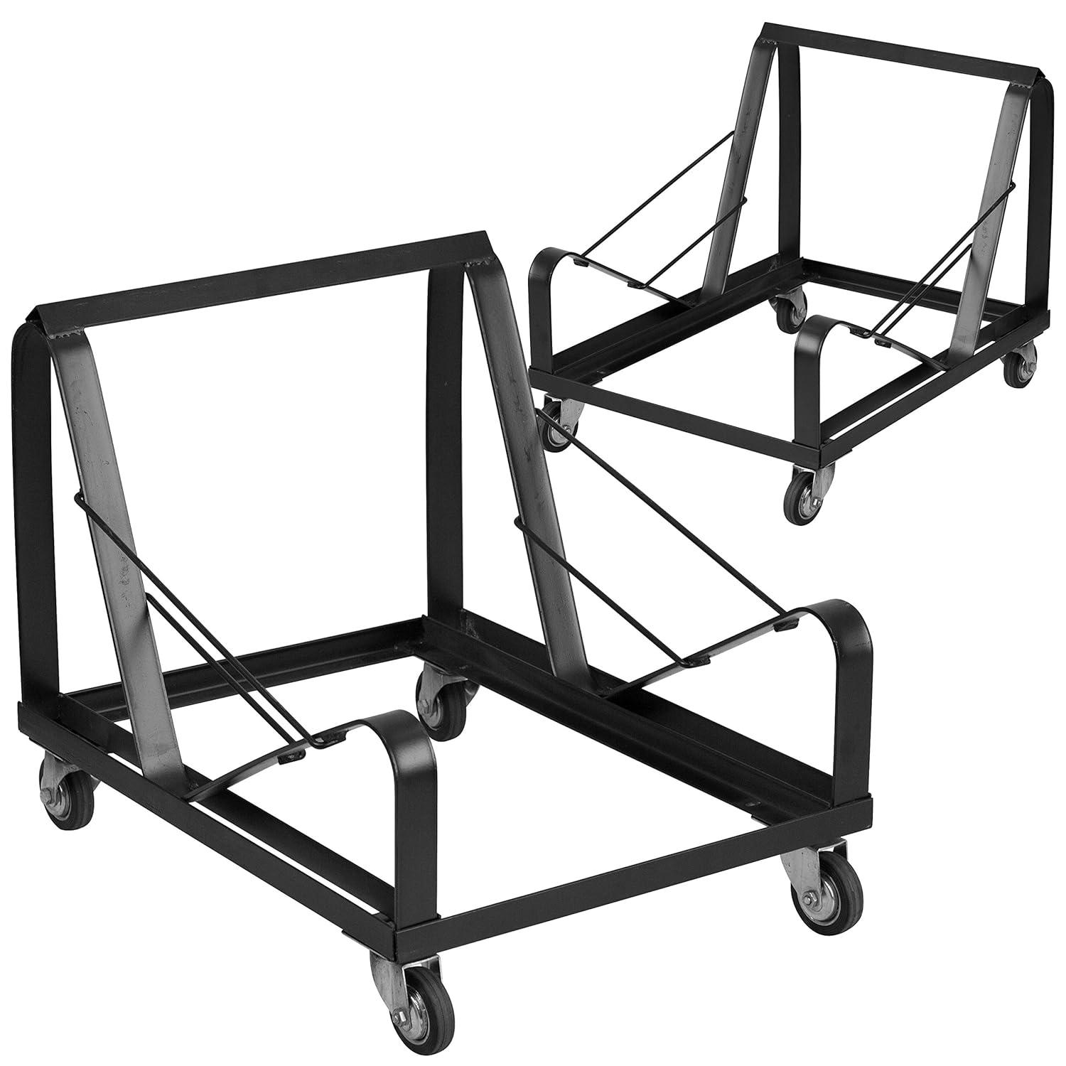 Flash Furniture Celeste Black Steel Heavy Duty Sled Base Stack Chair Dolly - Chair Truck (Set of 2)