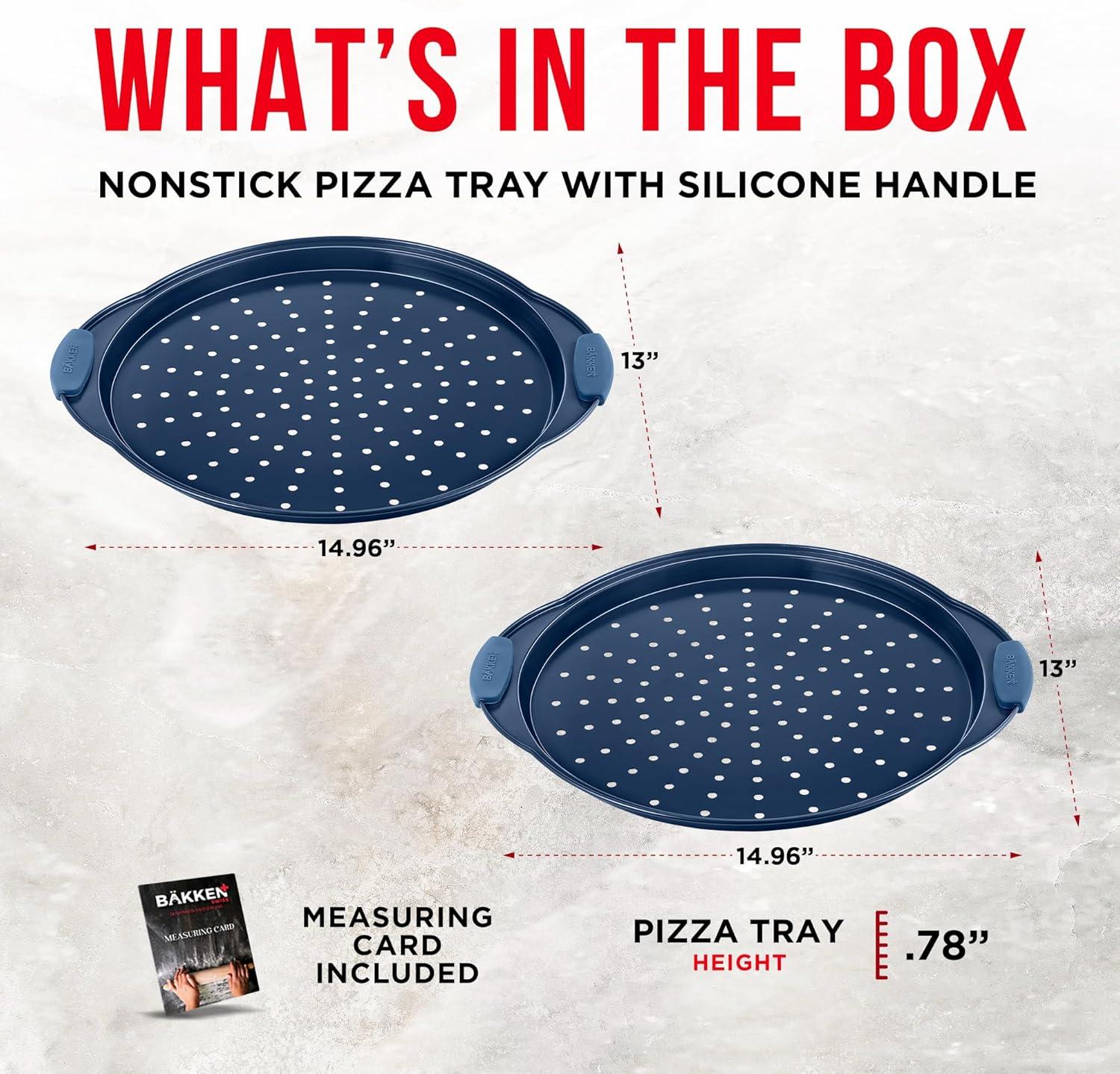 Pizza Pan with silcione Handle - Royal Blue- 2 Pack