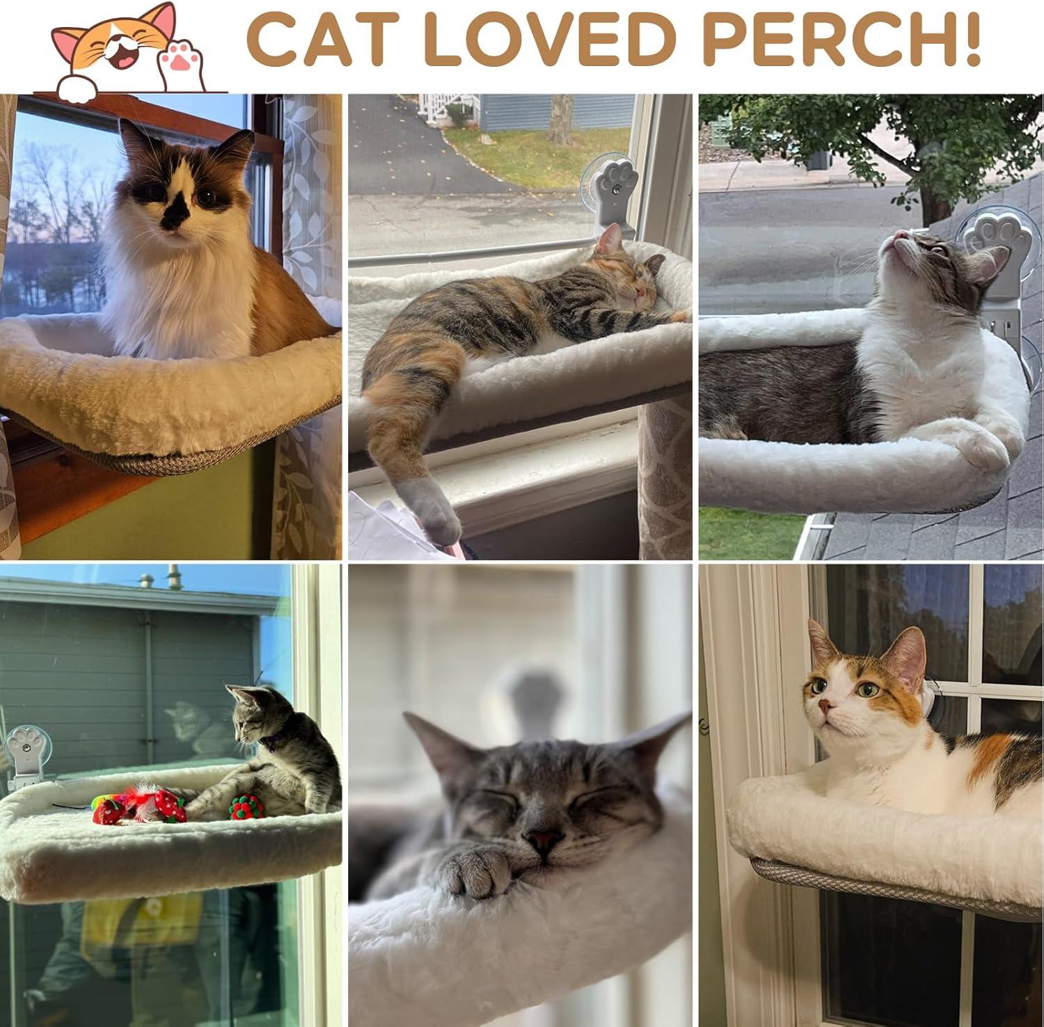 Tucker Murphy Pet™ Foldable Cat Hammock For Window - Cordless, Embeded Machine Washable Padded Bed, Robust Metal Frame - Cat Window Perch For Large Cats And Kittens (White Bolster Bed, Large)