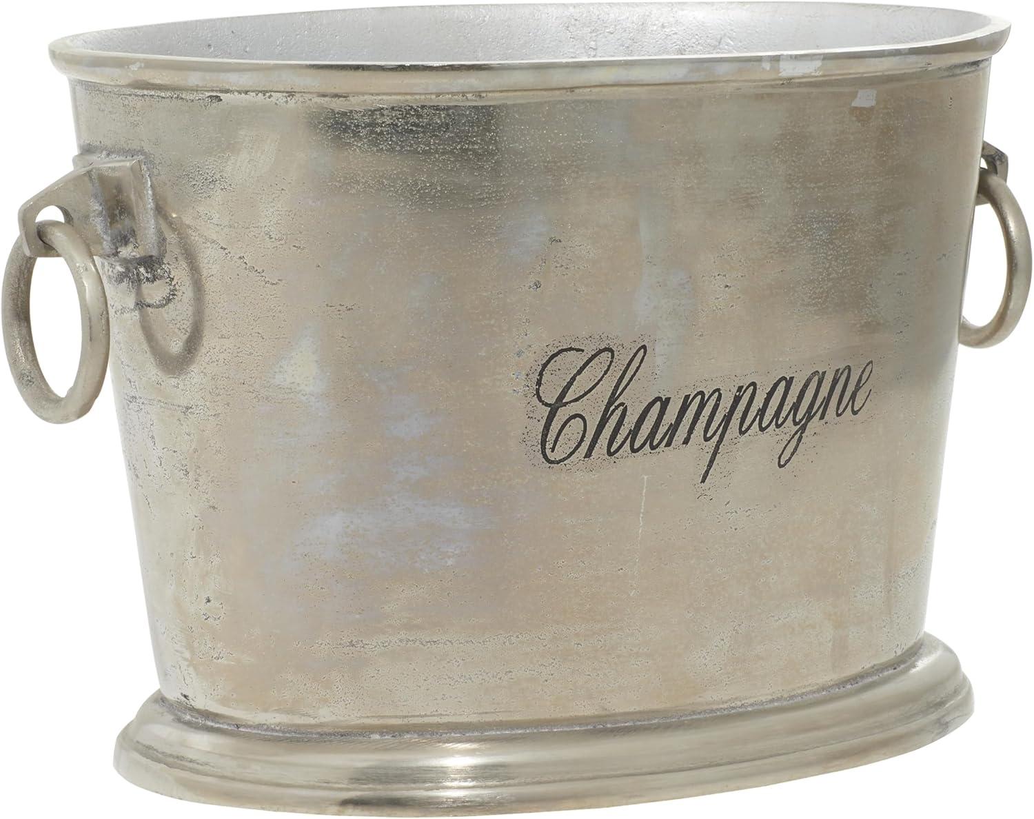 Hajek Aluminum Metal Champagne Silver Ice Bucket with Ring Handles