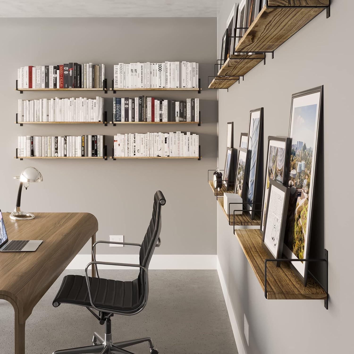 Toledo 36" Black and Burnt Wood Floating Shelves Set