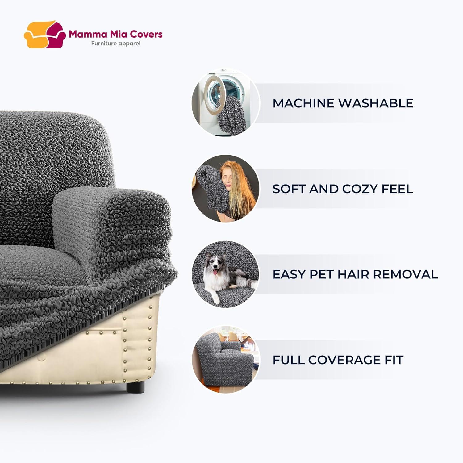 Stretchy Slipcover for Corner Sofa - Easy to Clean & Durable - Microfibra Collection