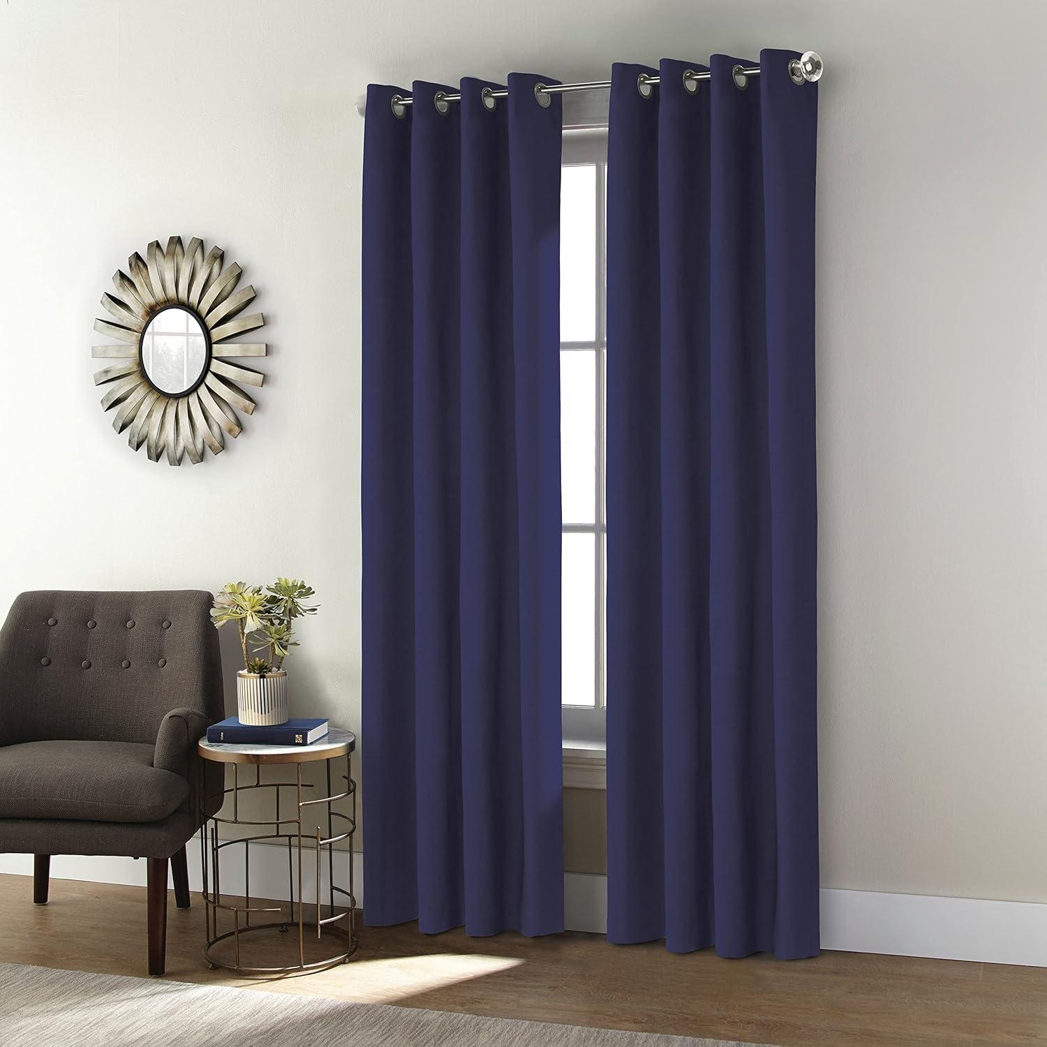 Commonwealth Shadow Grommet Dressing Window Curtain Panel - 52x95", Black