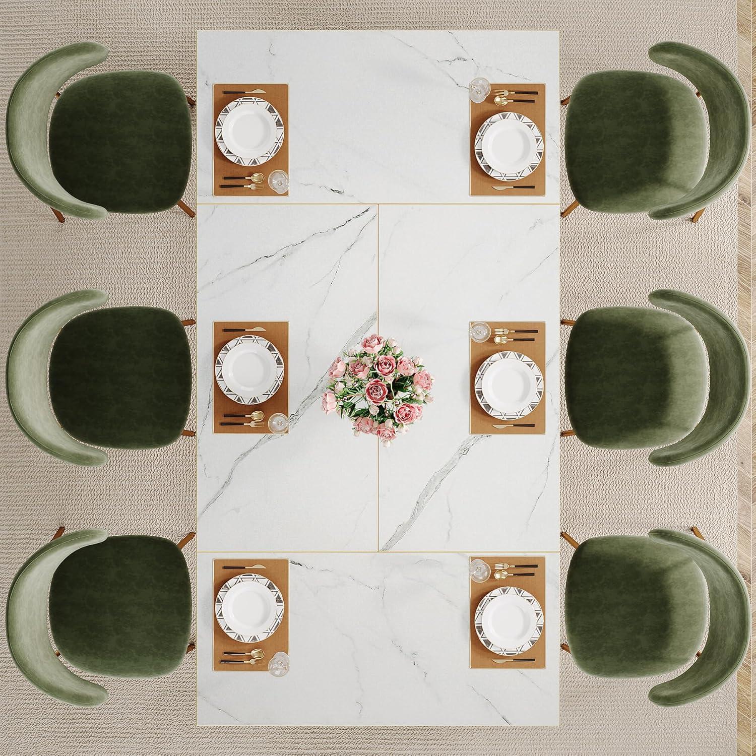 Tribesigns Dining Table for 6-8, 70.87" Rectangle Kitchen Table with Faux Marble Tabletop and Metal Legs for Dining Room