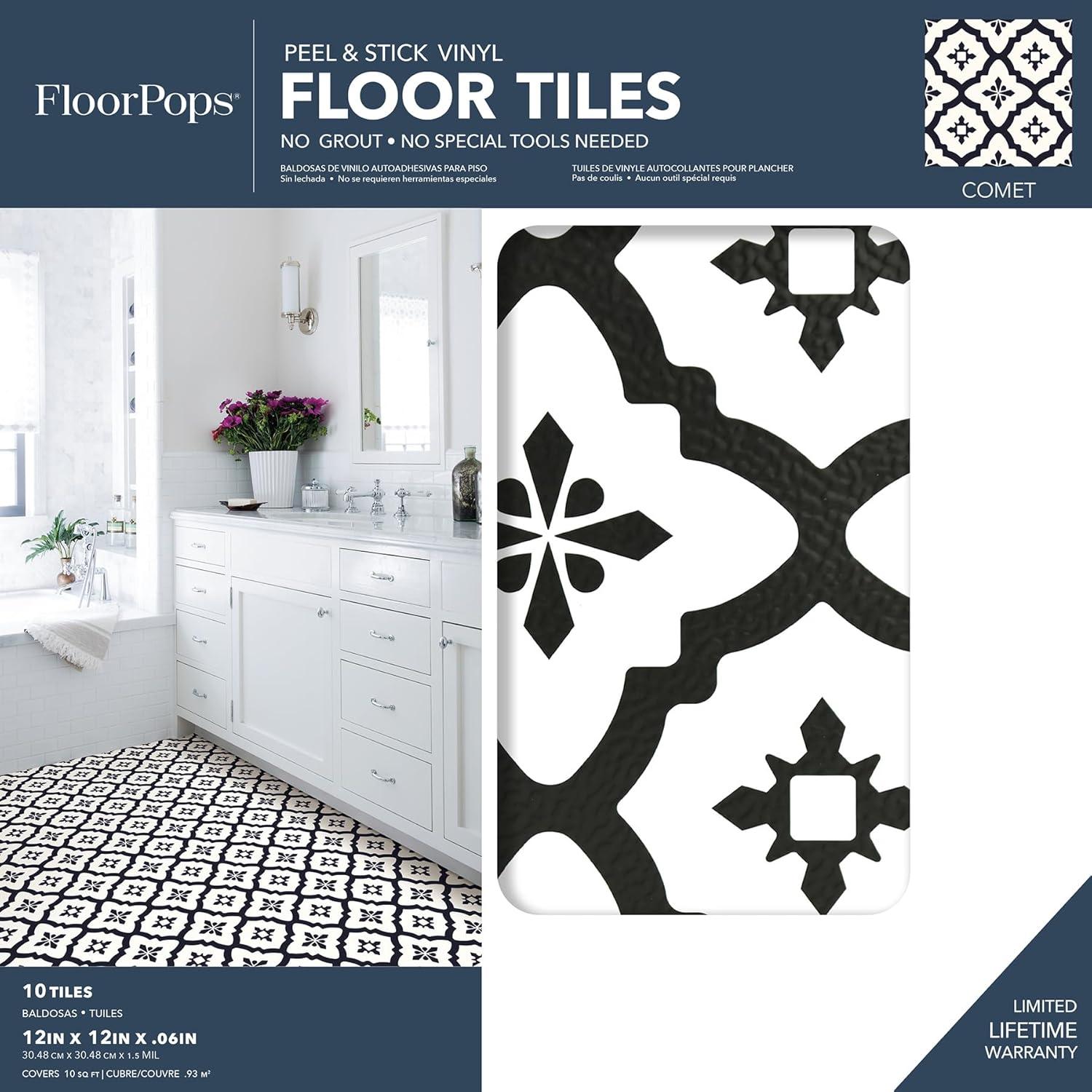 FloorPops Comet 12 in. x 12 in. Peel and Stick Virgin Vinyl Floor Tiles (10-Pack)