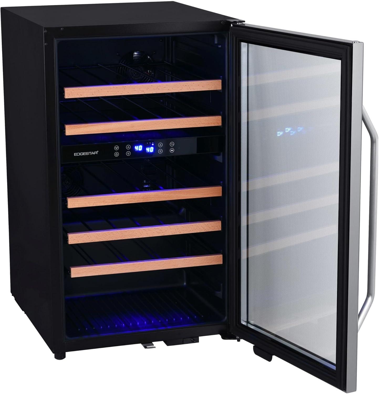 Stainless Steel Dual Zone 38-Bottle Wine Cooler with LED Lighting