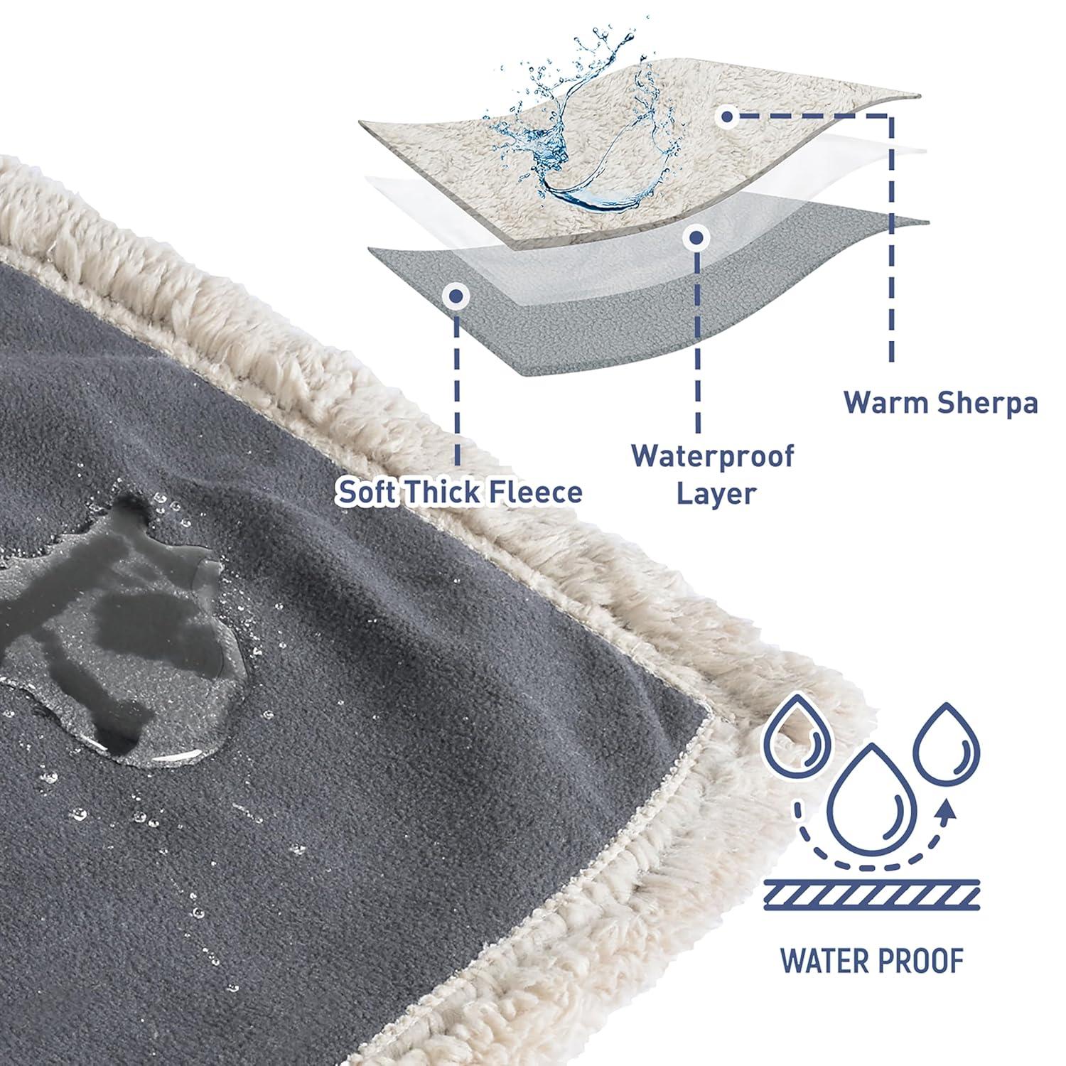 Kritter Planet Waterproof Bed Blanket, Washable Stain Proof Pad Bed Cover, Reversible Leakproof Furniture  Protector, Queen Size