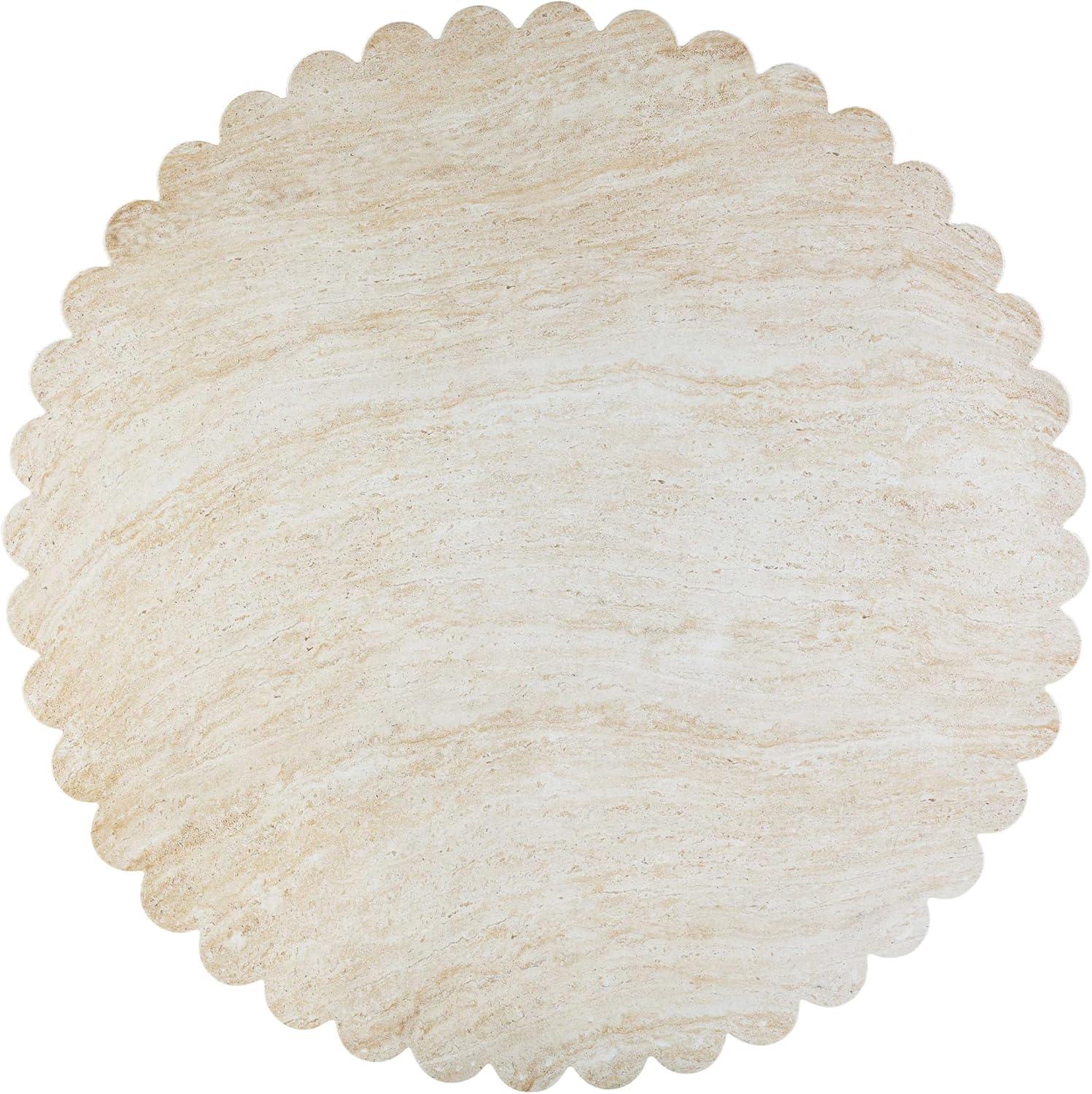 Blossom Beige Travertine Round Dining Table, 54 Inch