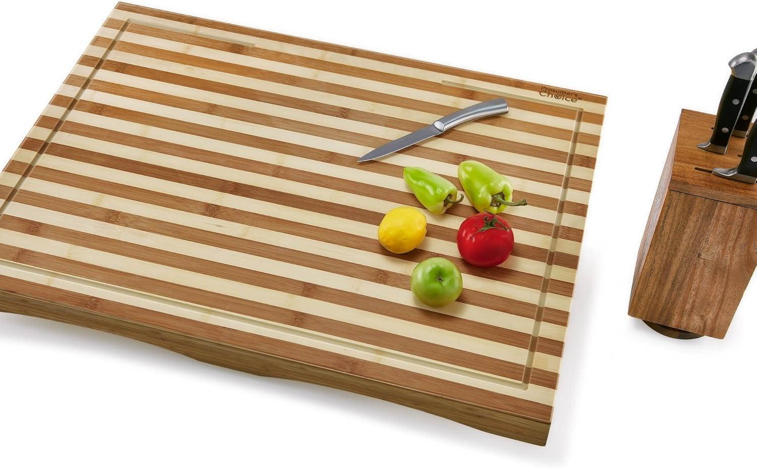 Prosumer's Choice Bamboo Stovetop Cover Cutting Board with Adjustable Legs - Large Size