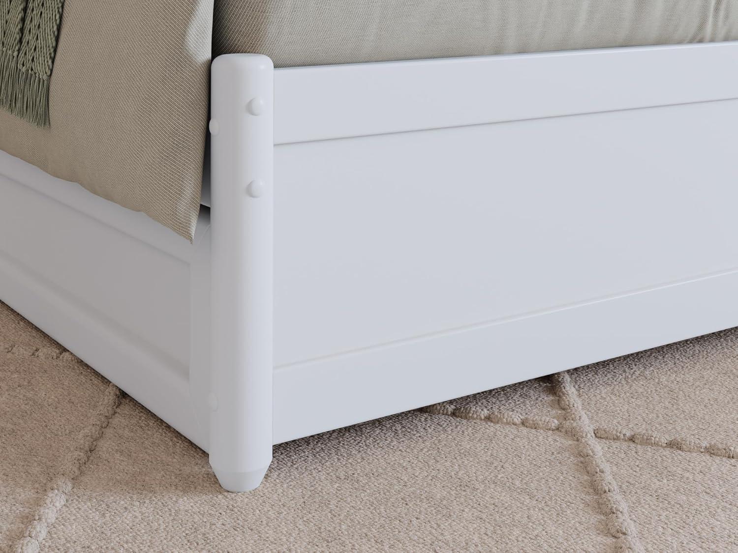 Lucia Twin XL Wood Platform Bed with Panel Footboard & Twin XL Trundle in White