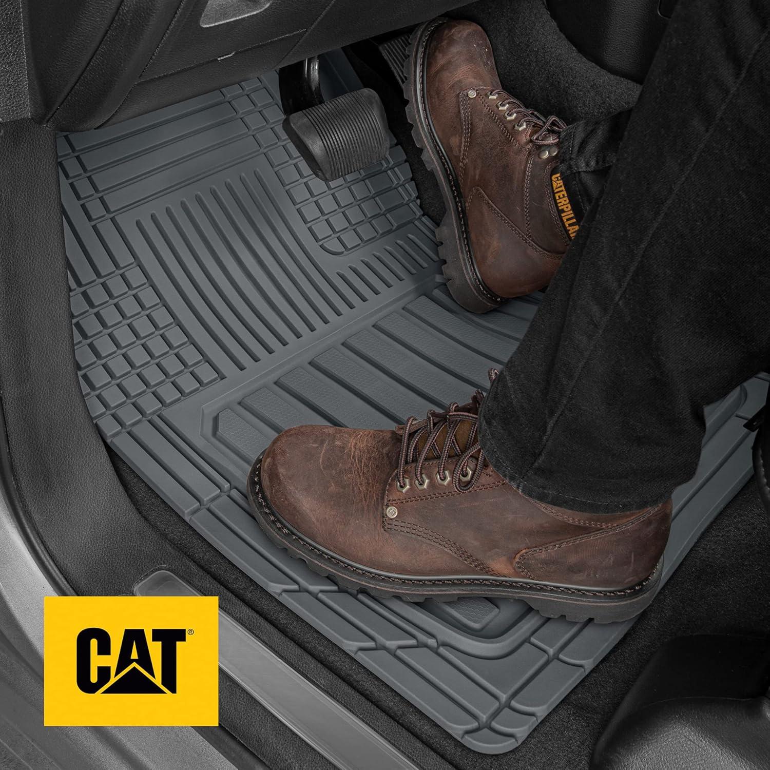 Cat® ToughLiner™ Rubber Car Floor Mats for Auto Truck SUV & Van, Full Custom Trim to Fit Liners, Advanced Performance Heavy Duty Odorless Car Mats, All Weather Protection, Gray