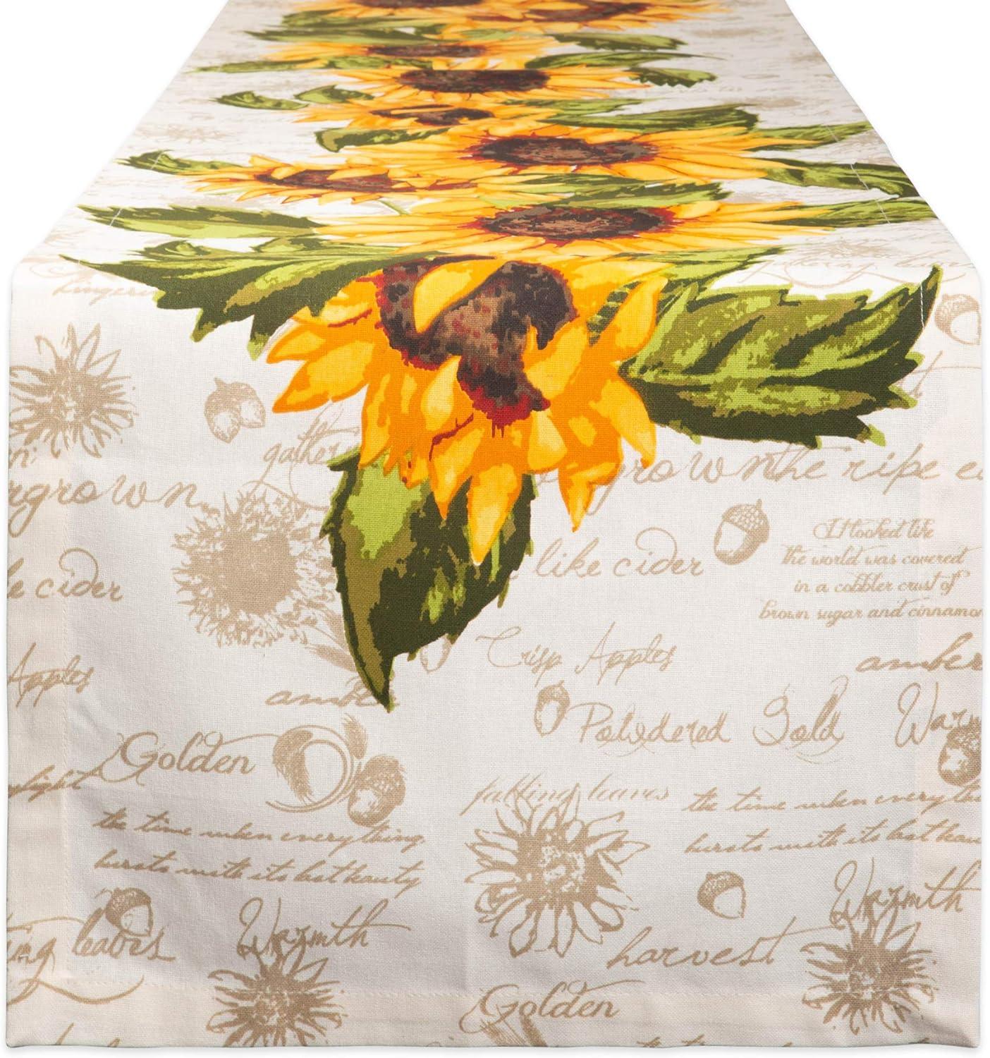 Colorful Cotton Sunflower Print Table Runner 14x72