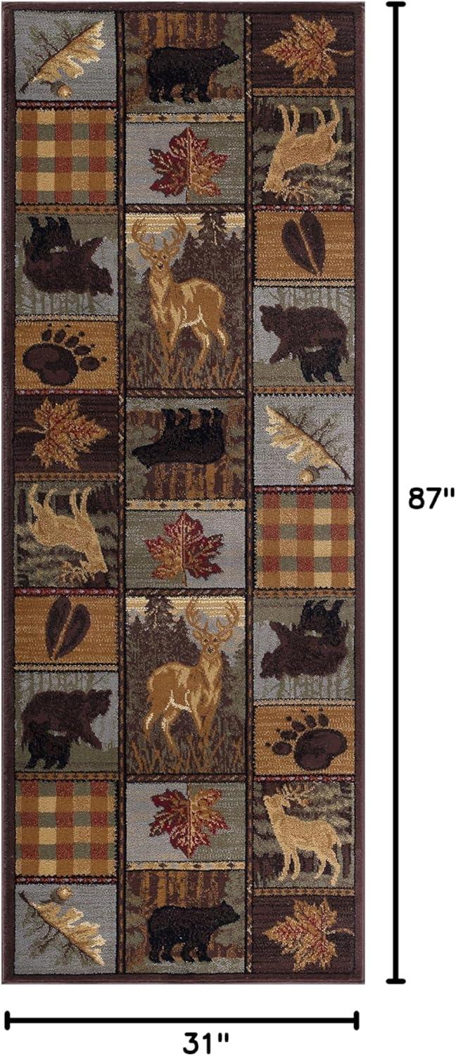 Tayse Nature Area Rug 6568 Lodge Multi Squares Bearpaw 2' 7" x 7' 3" Rectangle