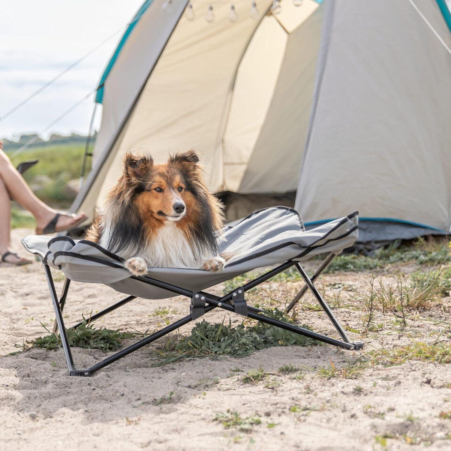 TRIXIE TRIXIE Camping Cot for Dogs, Elevated Dog Bed, Folding Padded Pet Bed, Raised Travel Lounger for Dogs