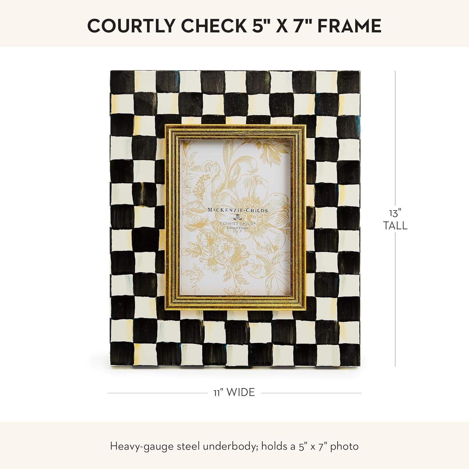 Classic Black and Gold 5x7 Checkered Enamel Photo Frame