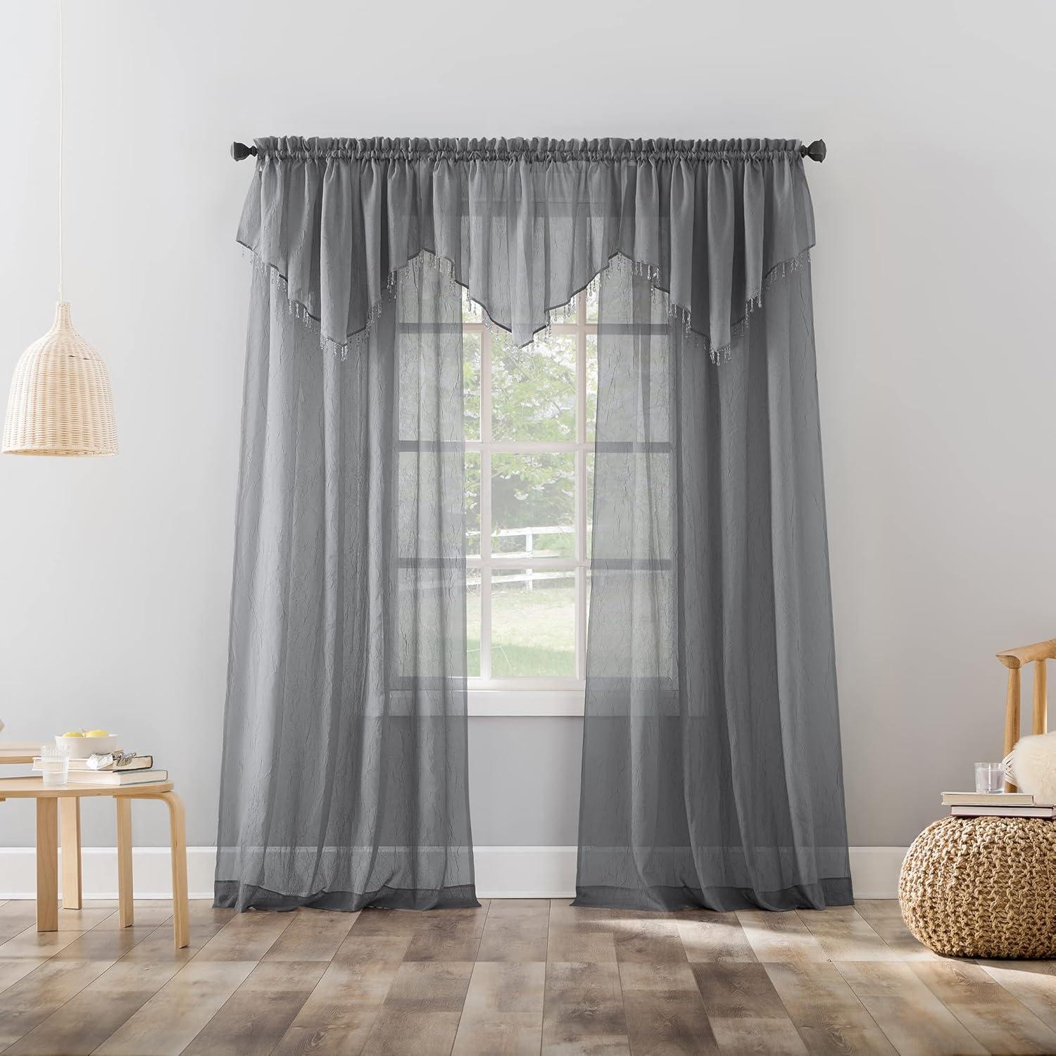 84"x51" Erica Crushed Sheer Voile Rod Pocket Curtain Panel Charcoal - No. 918