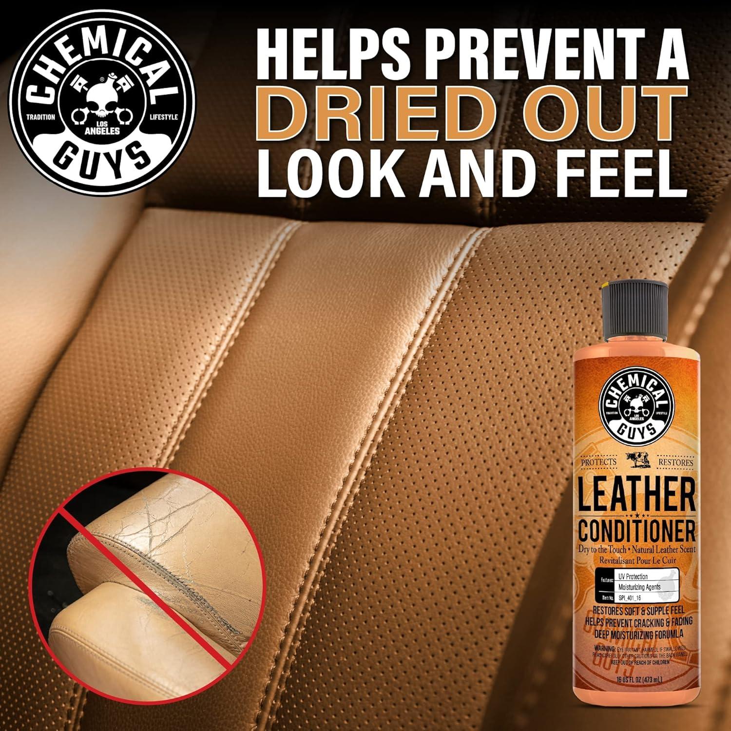 Chemical Guys SPI_109_16 Leather Cleaner and Leather Conditioner Kit for Use on Leather Apparel, Furniture, Car Interiors, Shoes, Boots, Bags & More (2 - 16 fl oz Bottles)