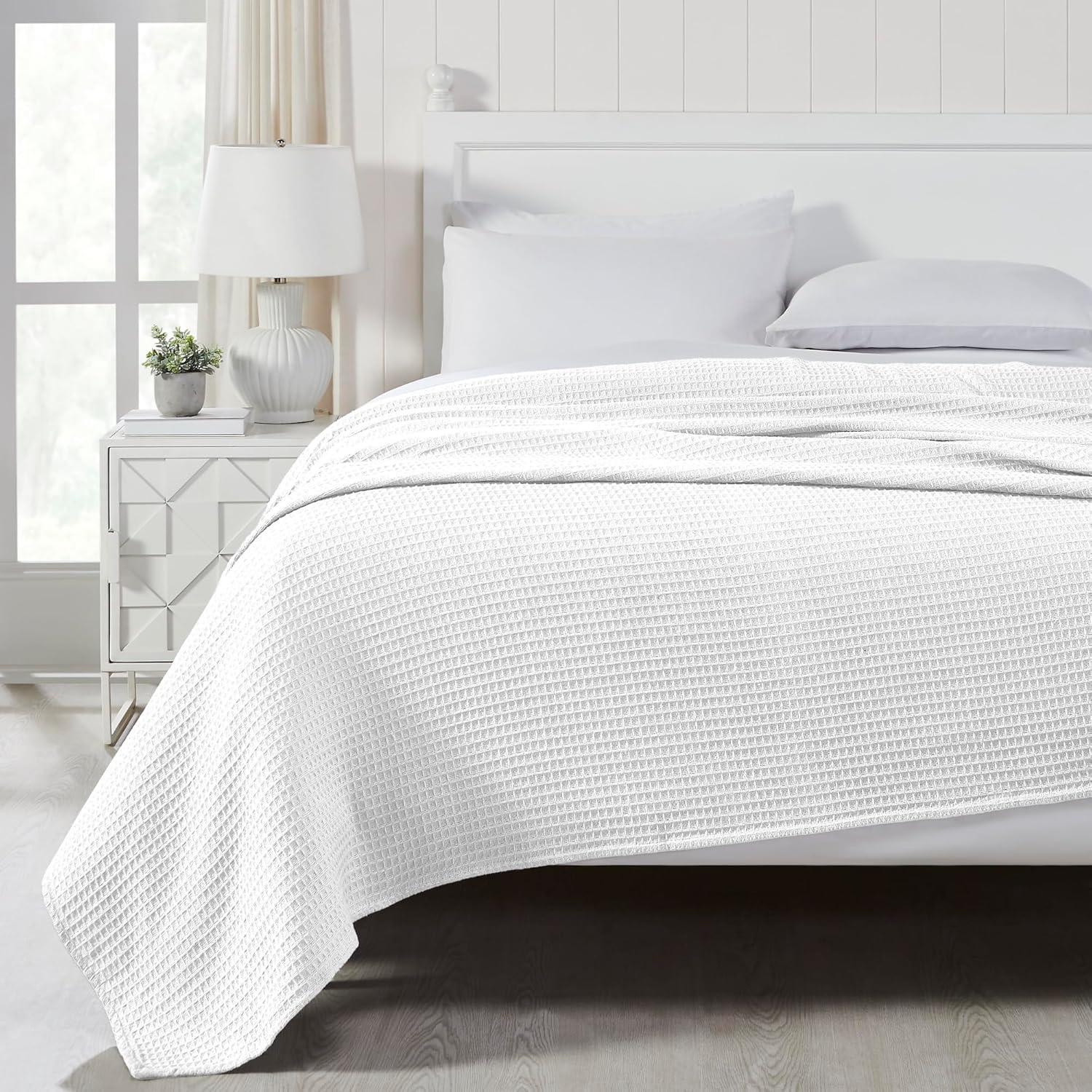 Modern Threads Thermal White Waffle Weave Bed Blanket, Full/Queen