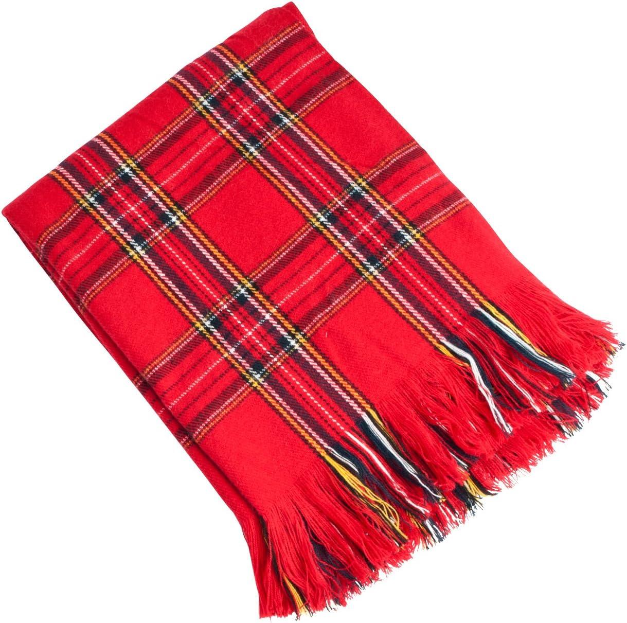 Red Plaid Design Throw (50"X60"): Saro Lifestyle, Acrylic & Polyester, Hand Wash, Tumble Dry, All Ages