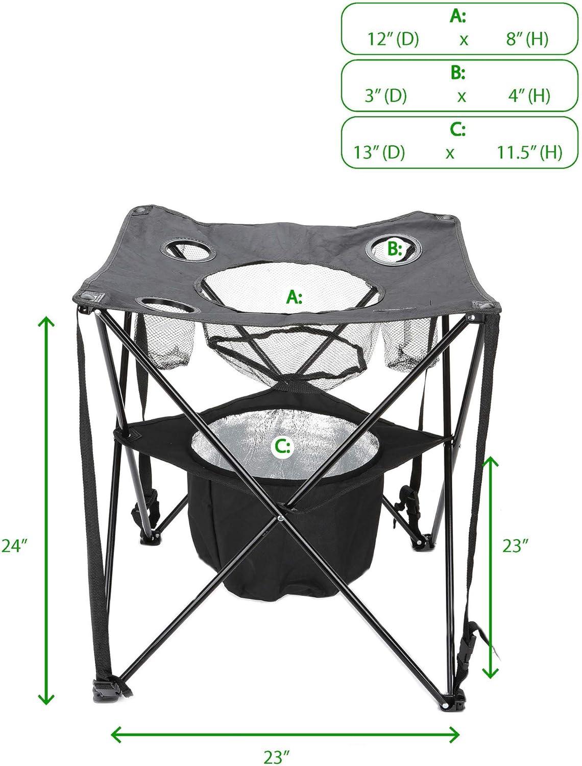 Ultimate Portable Black Tailgate Table with Insulated Cooler