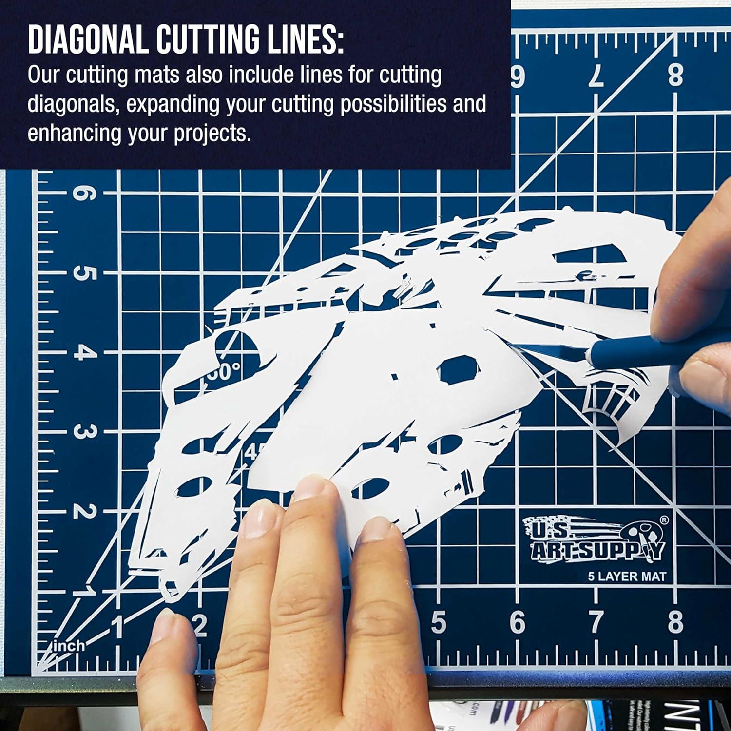 U.S. Art Supply 2 Pack of 9" x 12" White/Blue Professional Self Healing 5-6 Layer Double Sided Durable Non-Slip PVC Cutting Mat