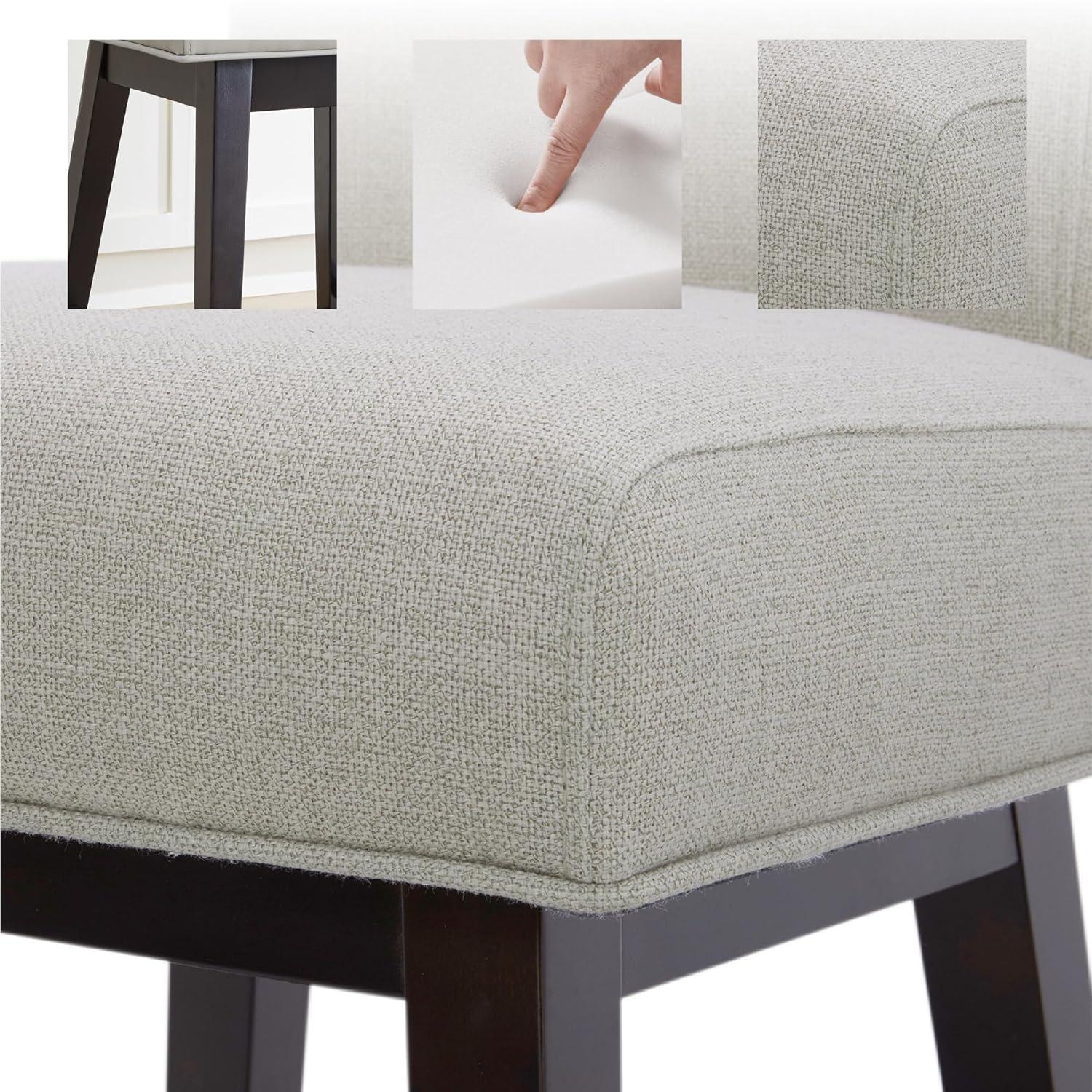 CHITA 26 Inch Counter Height Swivel Bar Stools Set of 2, FSC Certified Modern Upholstered Swivel Barstool Chairs with Back, Fabric in Linen