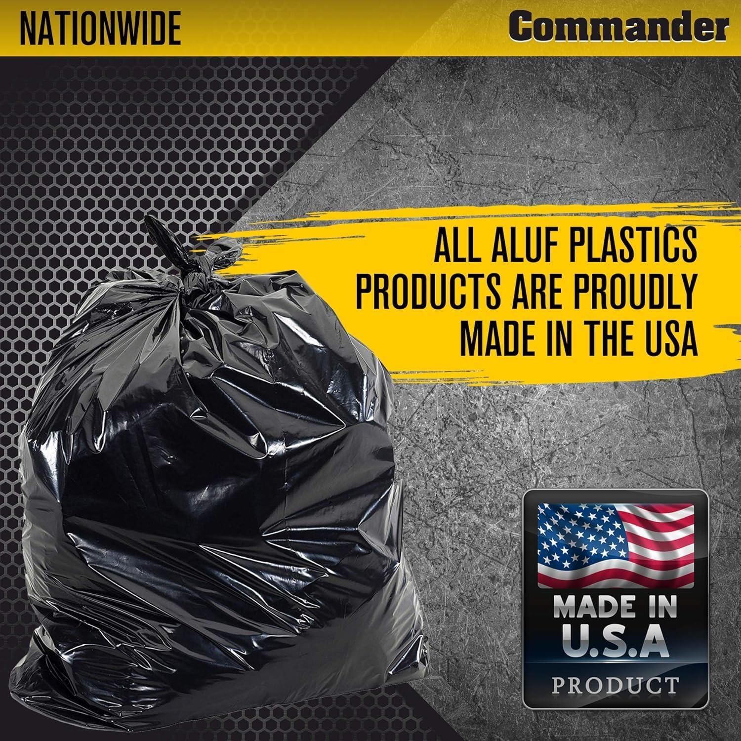 Commander 42 Gallon Black Heavy Duty Recycled Trash Bags with Drawstring